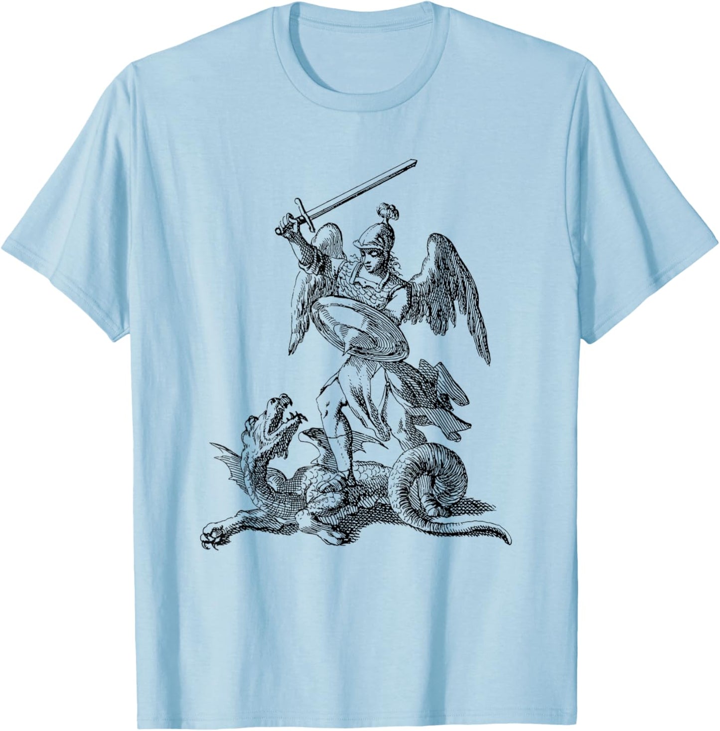 Saint George Shirt St George Slaying the Dragon Artwear T-Shirt - T-Shirt | Light Blue