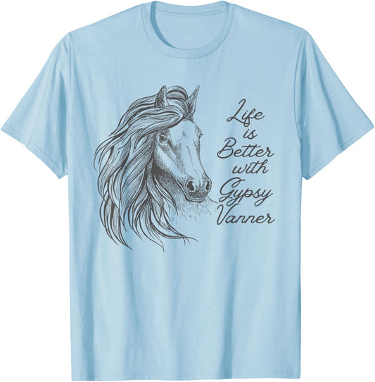 Gypsy Vanner Horse Riding Lover T-Shirt - T-Shirt | Light Blue
