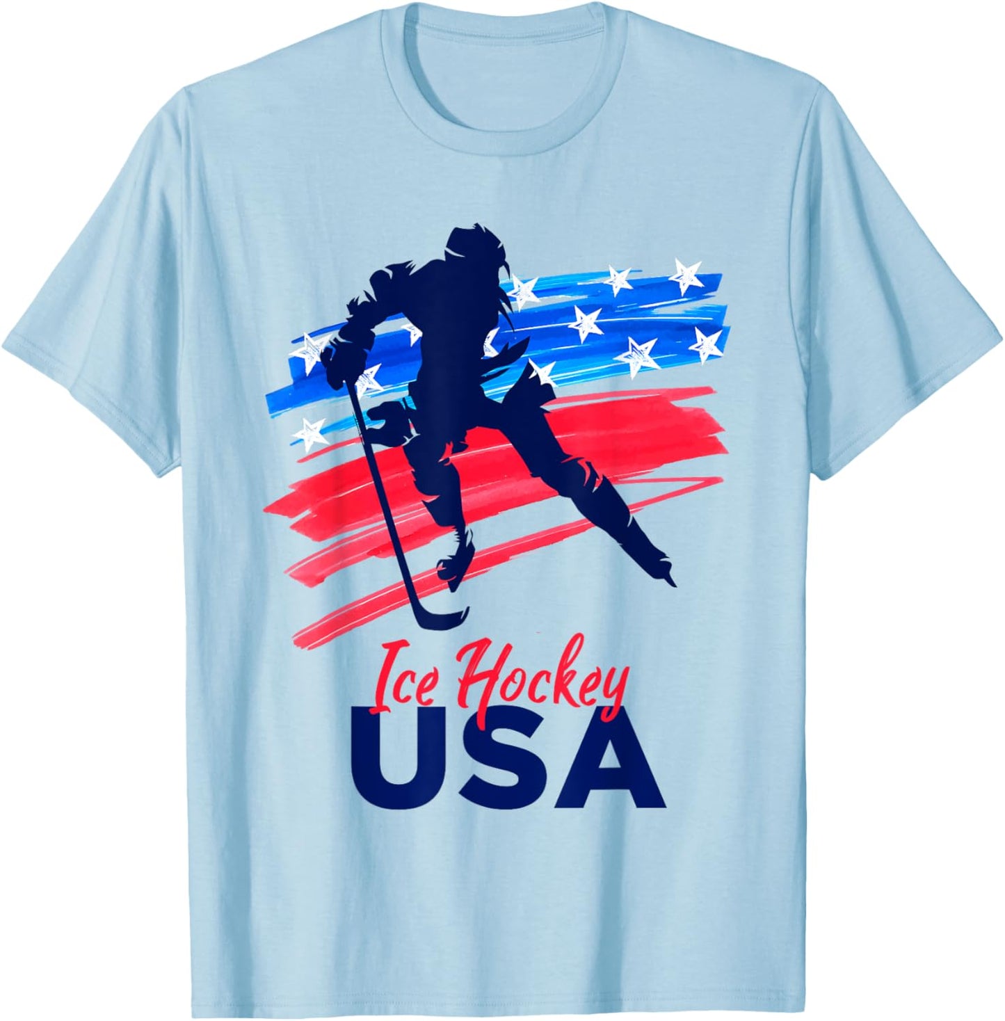 Ice Hockey USA Support the Team USA Flag Hockey Lover T-Shirt - T-Shirt | Light Blue