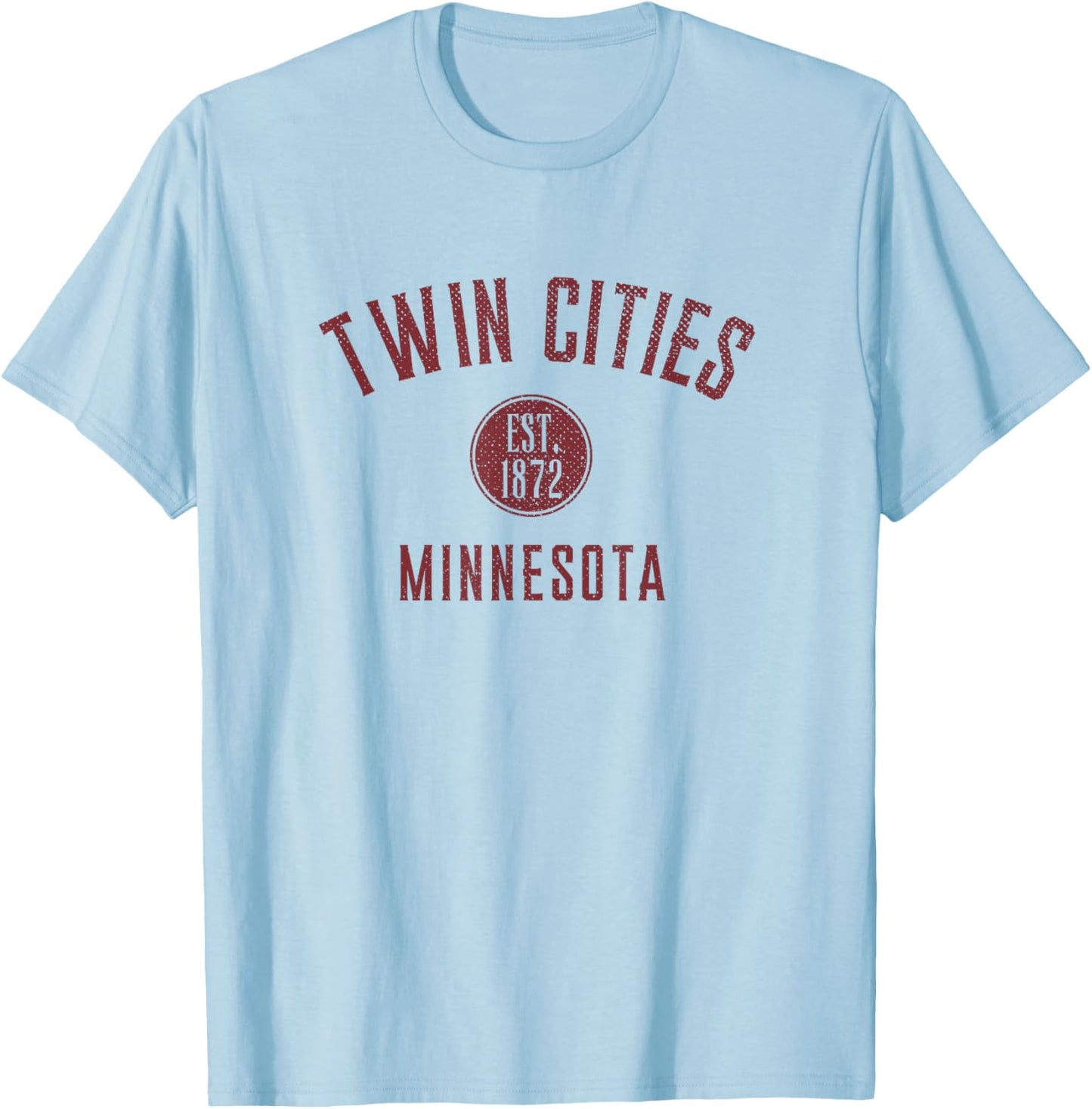 Twin Cities Minnesota Varsity Vintage Distressed Style T-Shirt - T-Shirt | Light Blue