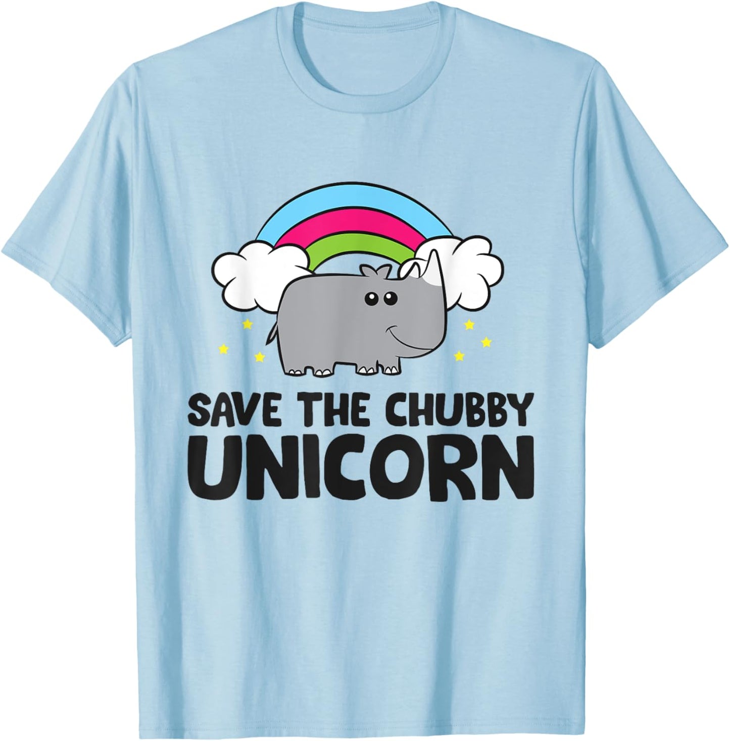 Save The Chubby Unicorn Love Rhinos T-Shirt - T-Shirt | Light Blue