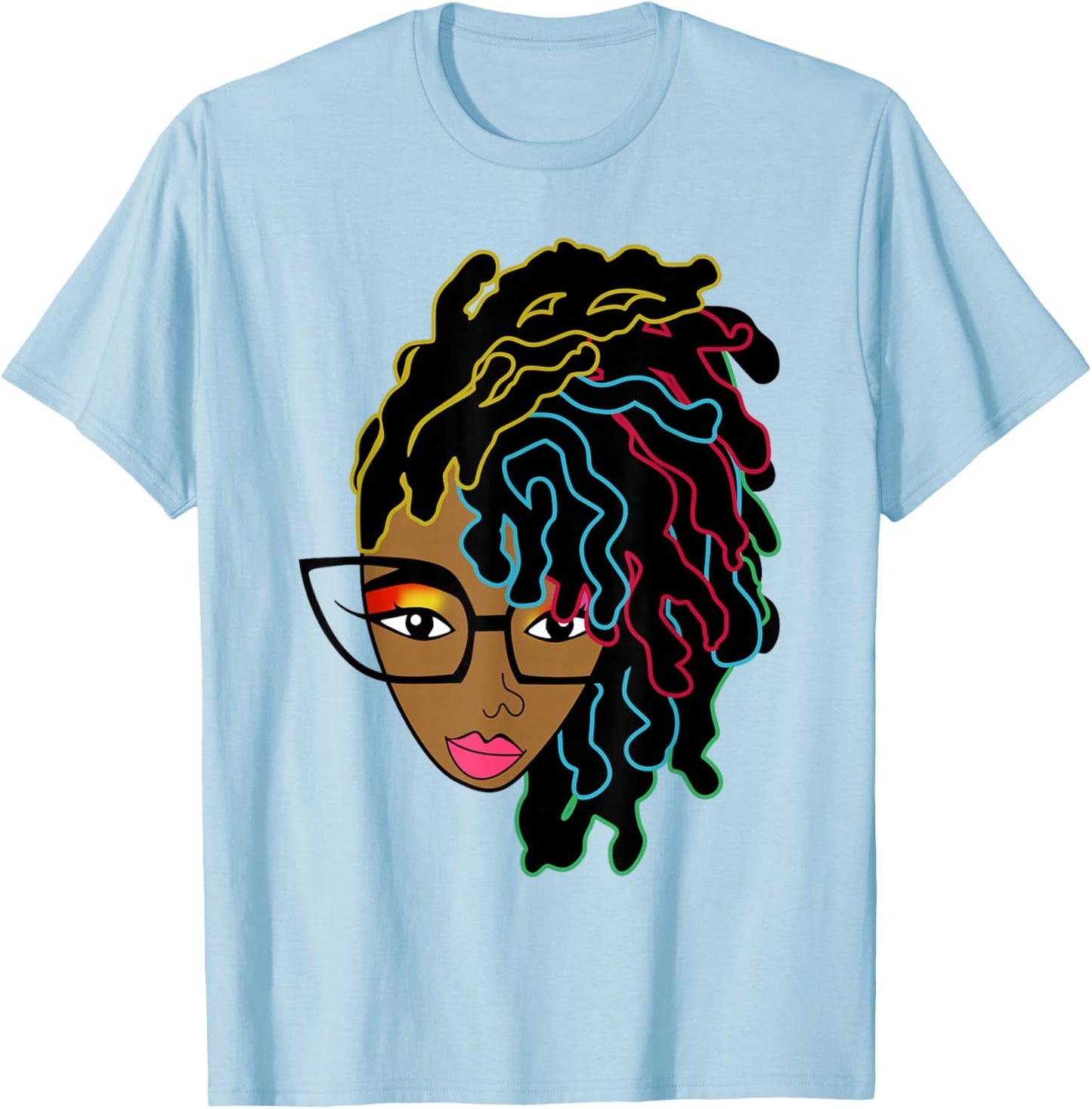 Loc'd Hair Girl African American Black Women Pride Small T-Shirt - T-Shirt | Light Blue