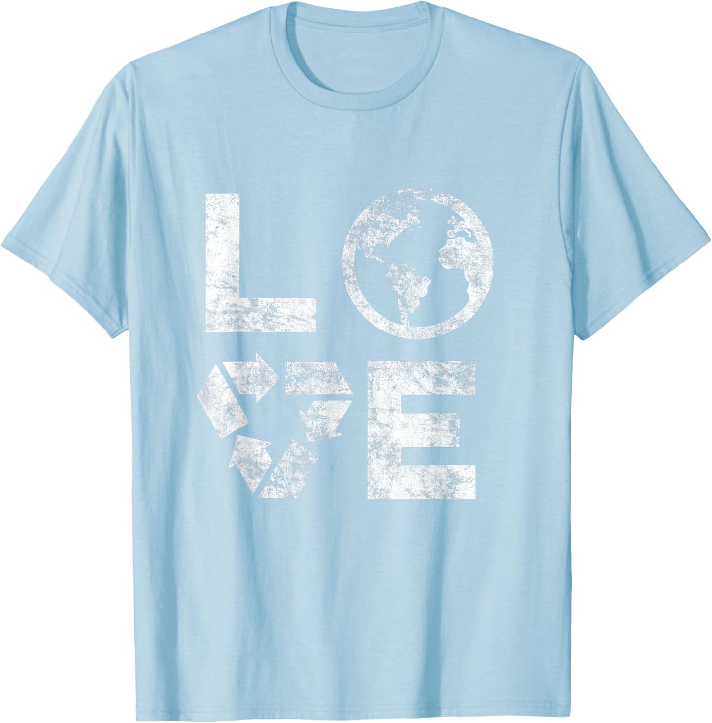 Liebe Earth Day 90s Vintage Recycled Children or Teachers T-Shirt - T-Shirt | Light Blue