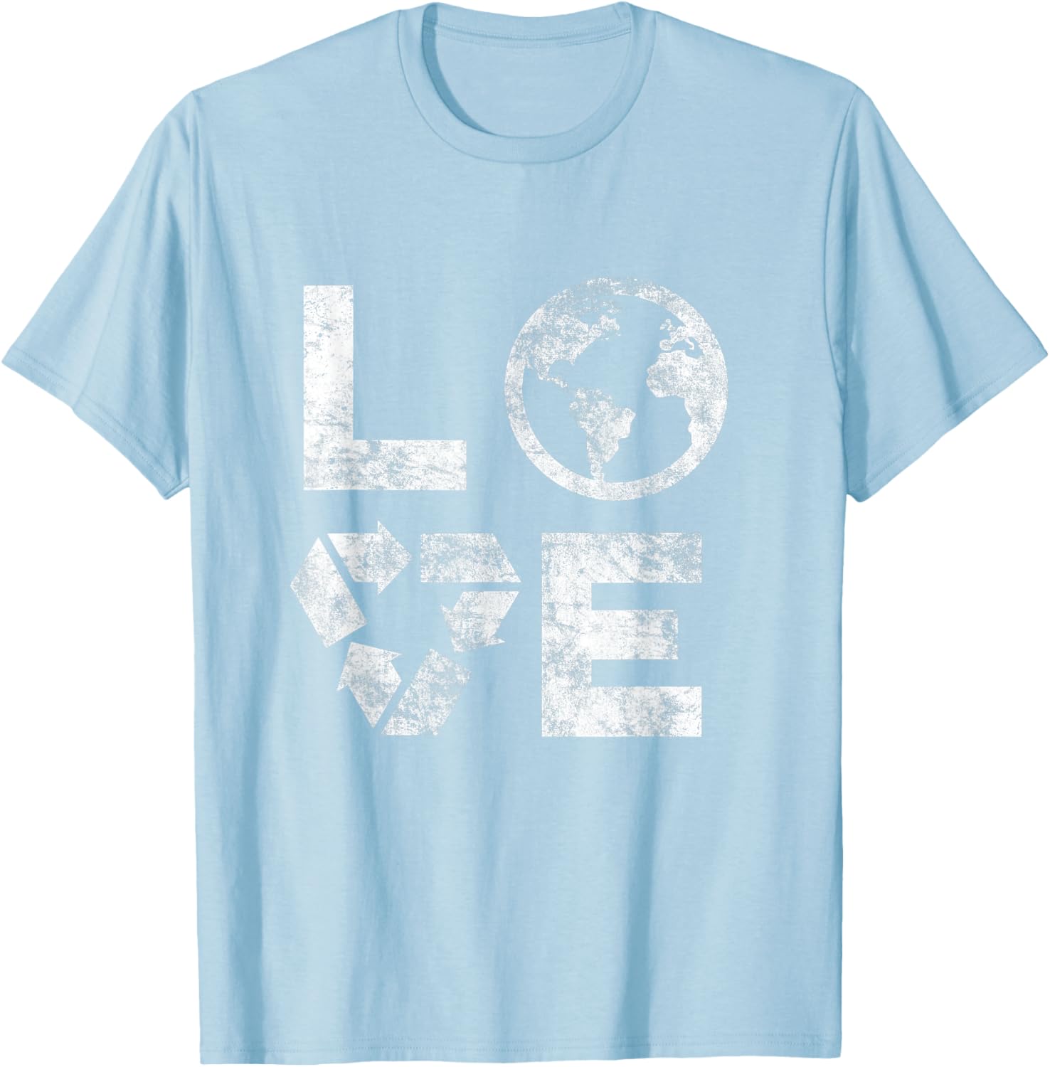 Liebe Earth Day 90s Vintage Recycled Children or Teachers T-Shirt - T-Shirt | Light Blue