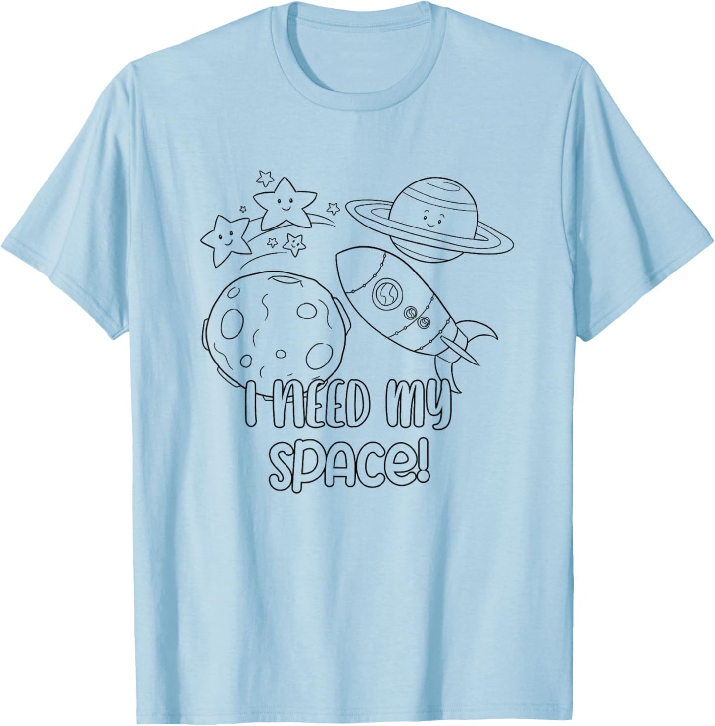 Space Craft Coloring I Need My Color Your own for Kids T-Shirt - T-Shirt | Light Blue