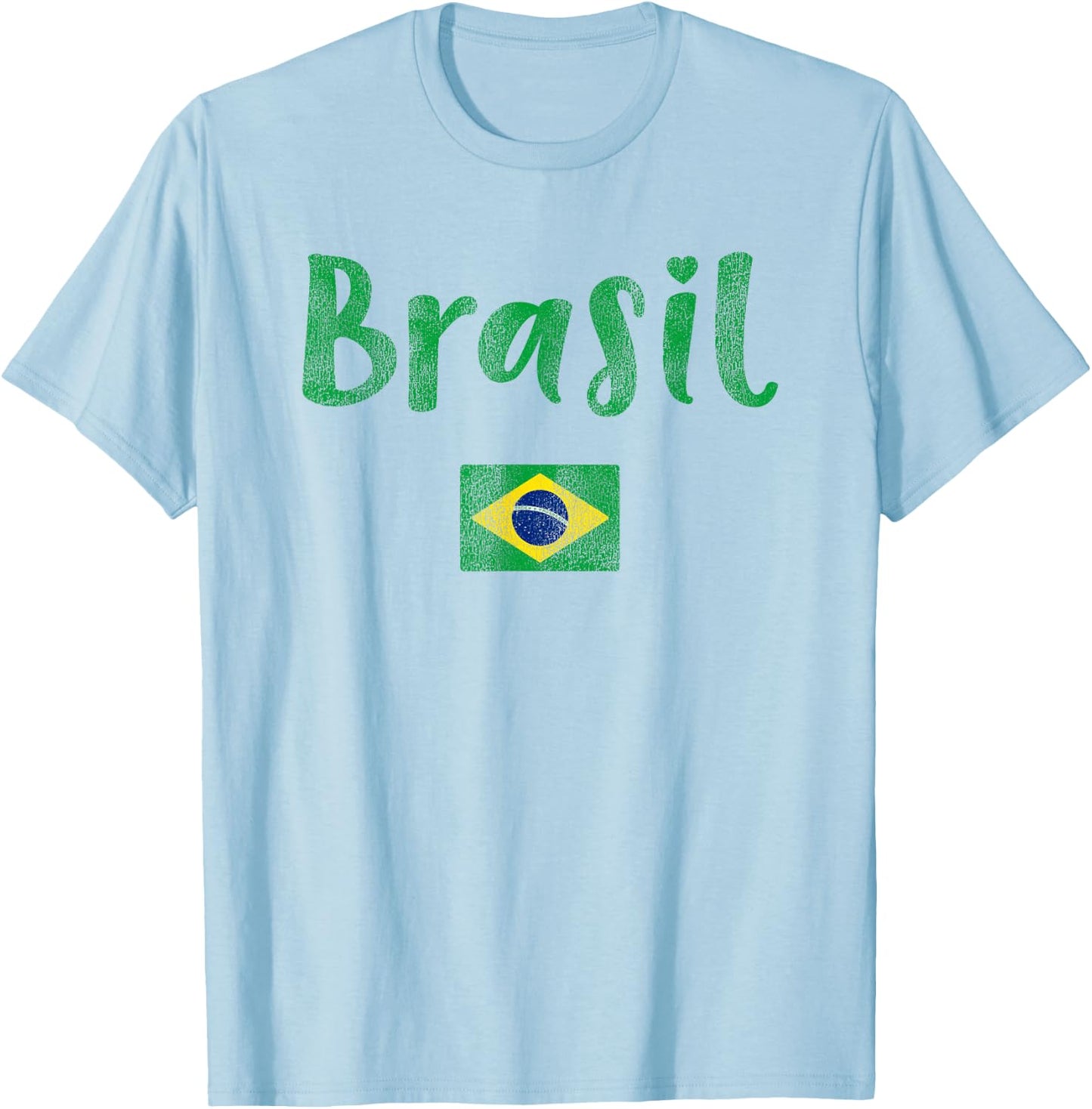 Retro Brazilian Flag of Brazil Souvenir Women Girls Brasil T-Shirt - T-Shirt | Light Blue