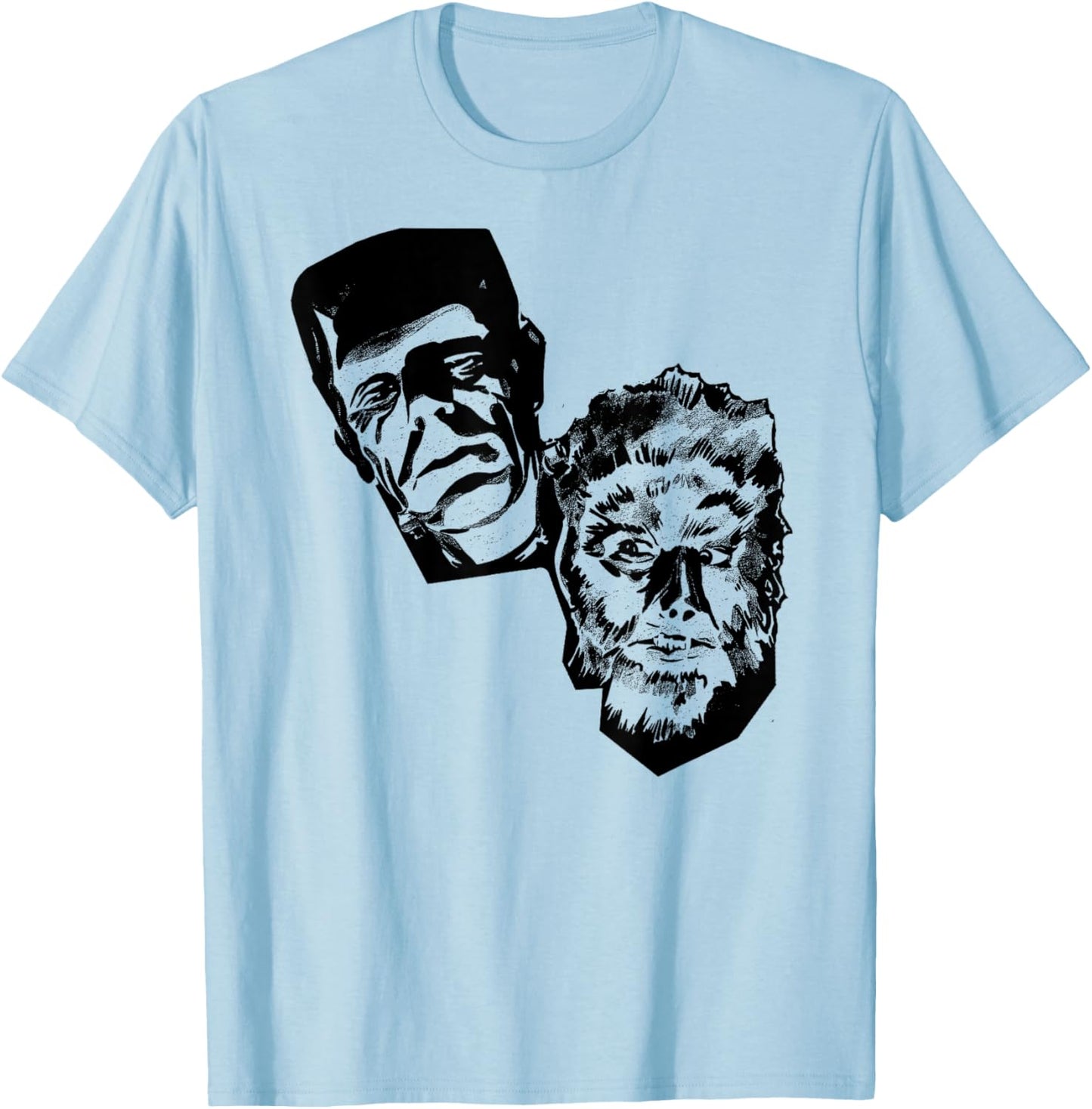 Horror Movie Monsters Werewolf Wolfman Frankenstein T-Shirt - T-Shirt | Light Blue