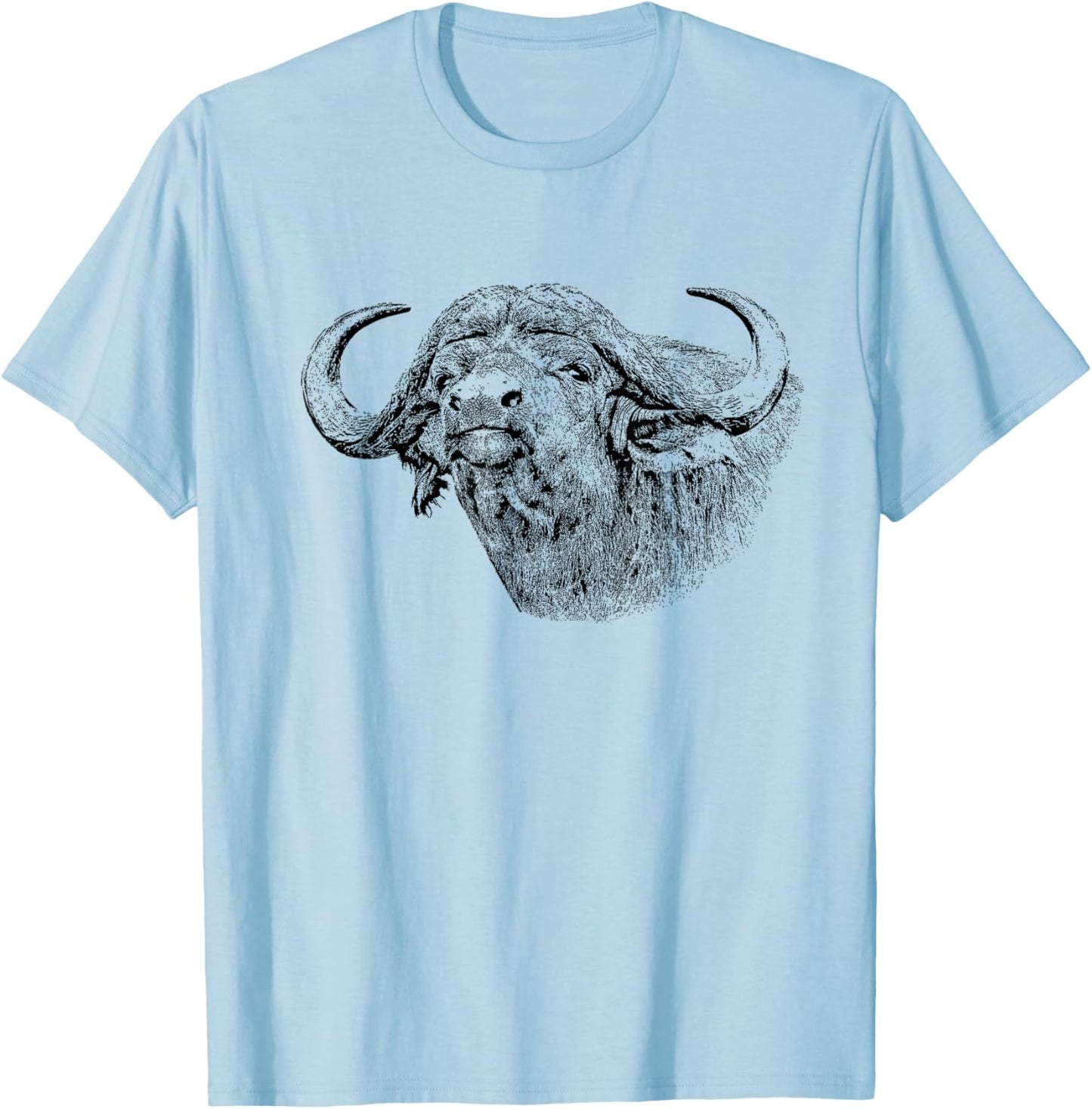 Cape Buffalo African Safari T-Shirt - T-Shirt | Light Blue