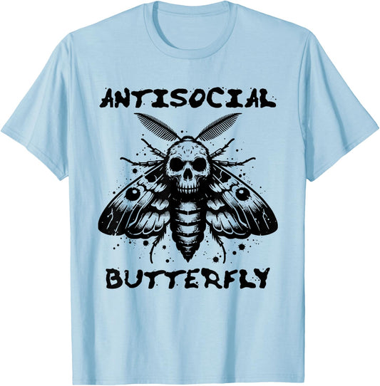 Antisocial Butterfly, Funny with a death head moth T-Shirt - T-Shirt | Light Blue