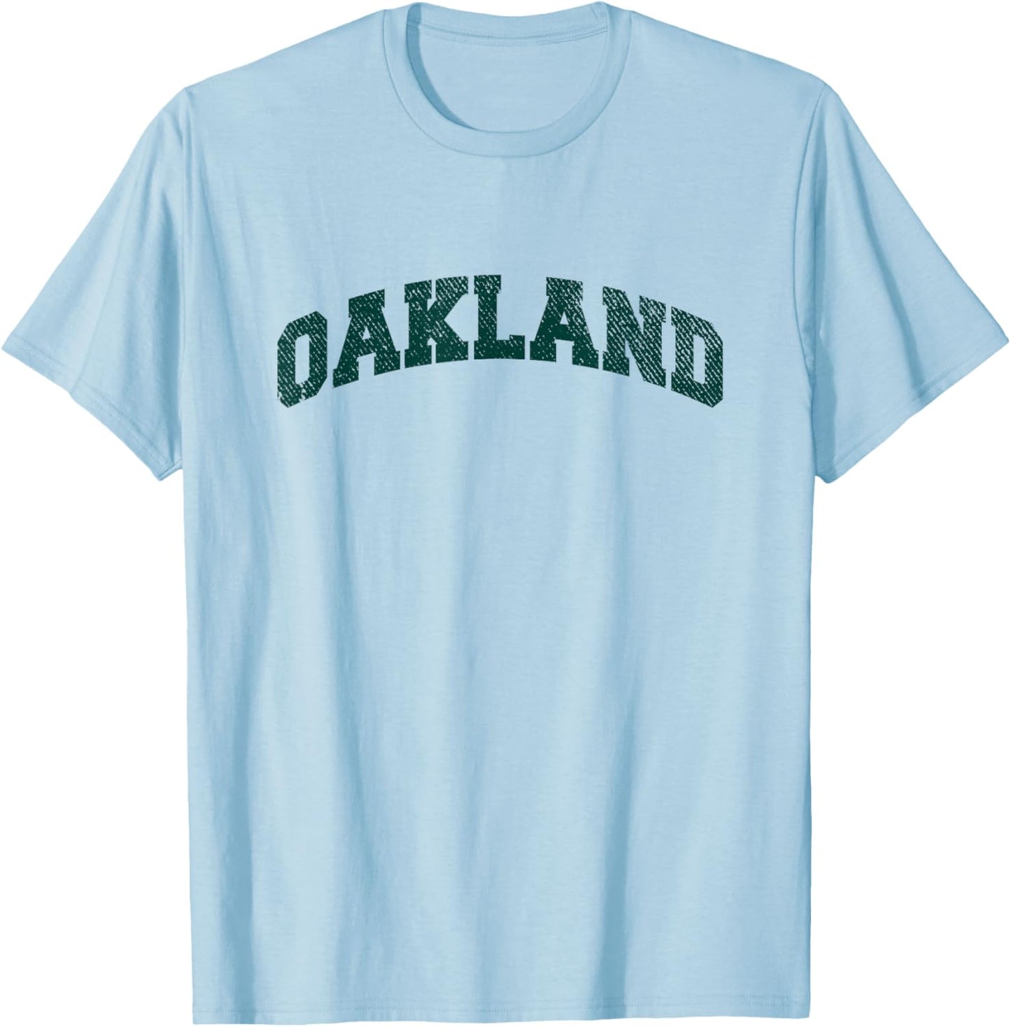 Oakland Classic Athletic Sports Distressed T-Shirt - T-Shirt | Light Blue