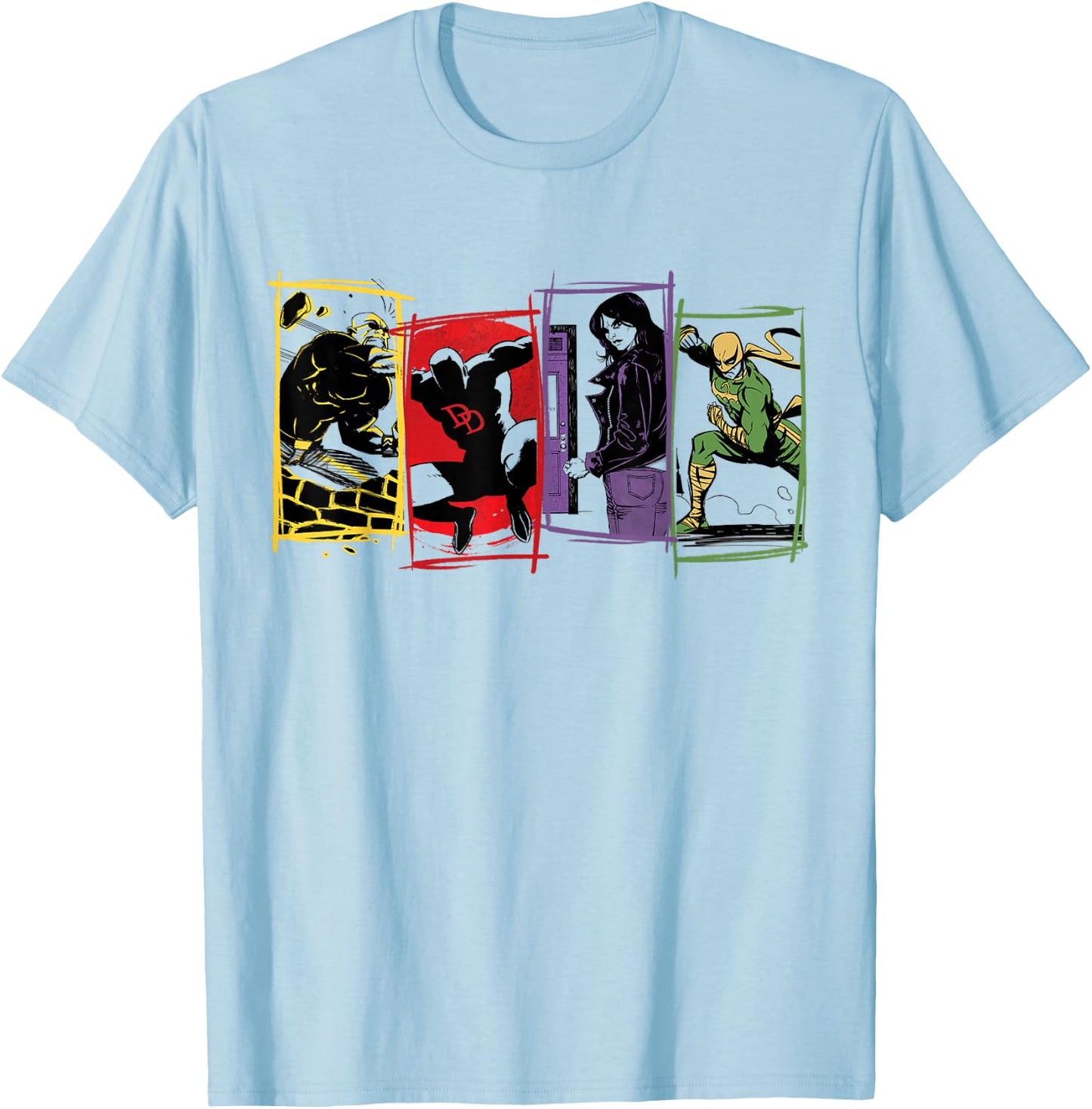 Marvel The Defenders Super Hero Team T-Shirt - T-Shirt | Light Blue