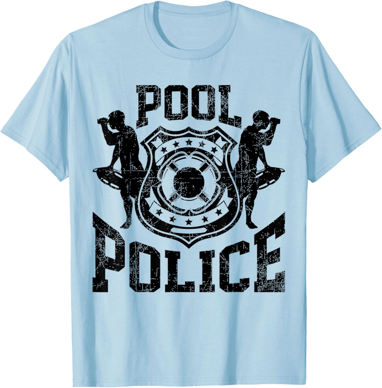 Pool Police, Lifeguard, Funny Pool, Security T-Shirt - T-Shirt | Light Blue