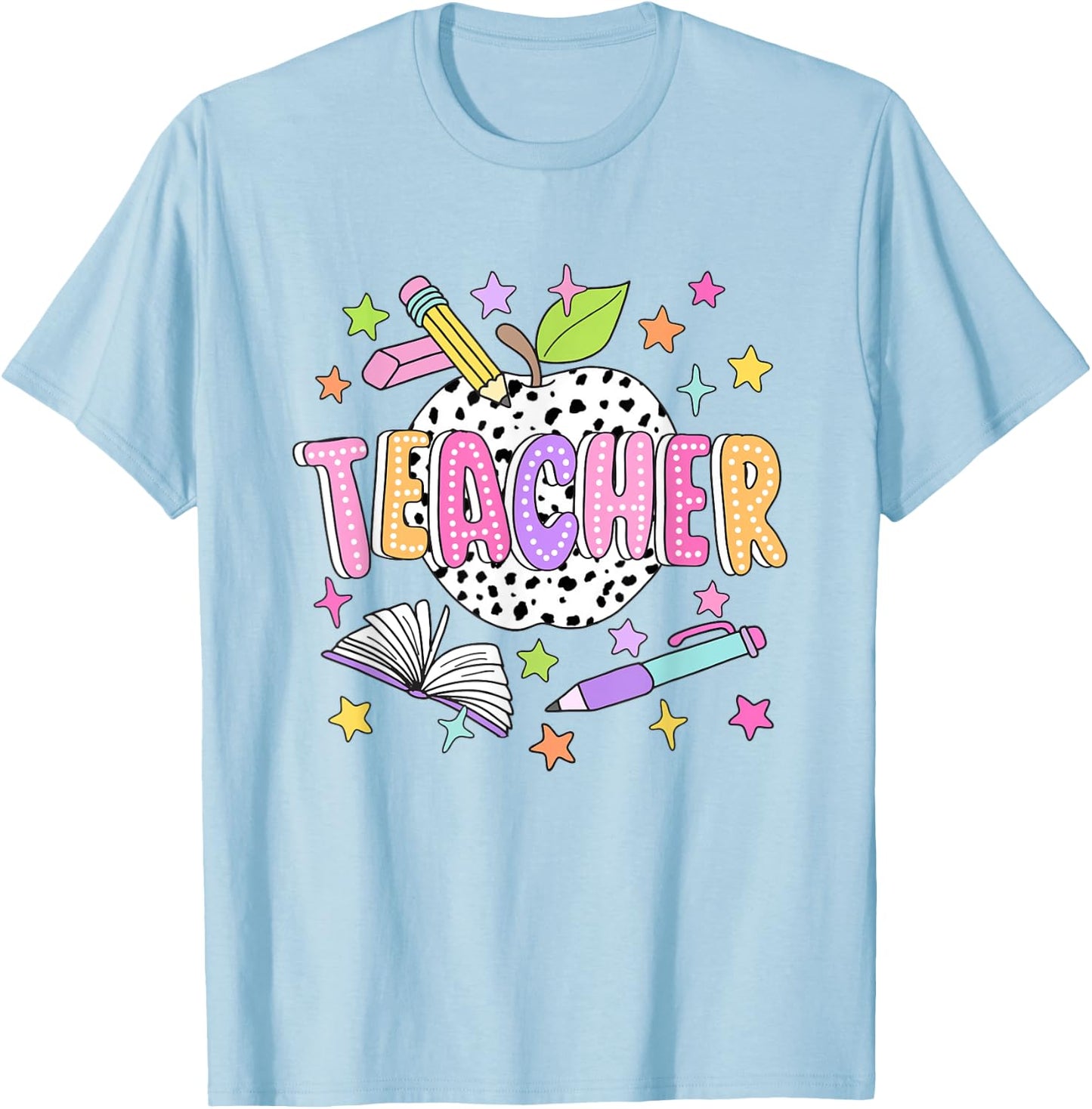 Dalmatian Apple Teacher Appreciation Back to School Women T-Shirt - T-Shirt | Light Blue
