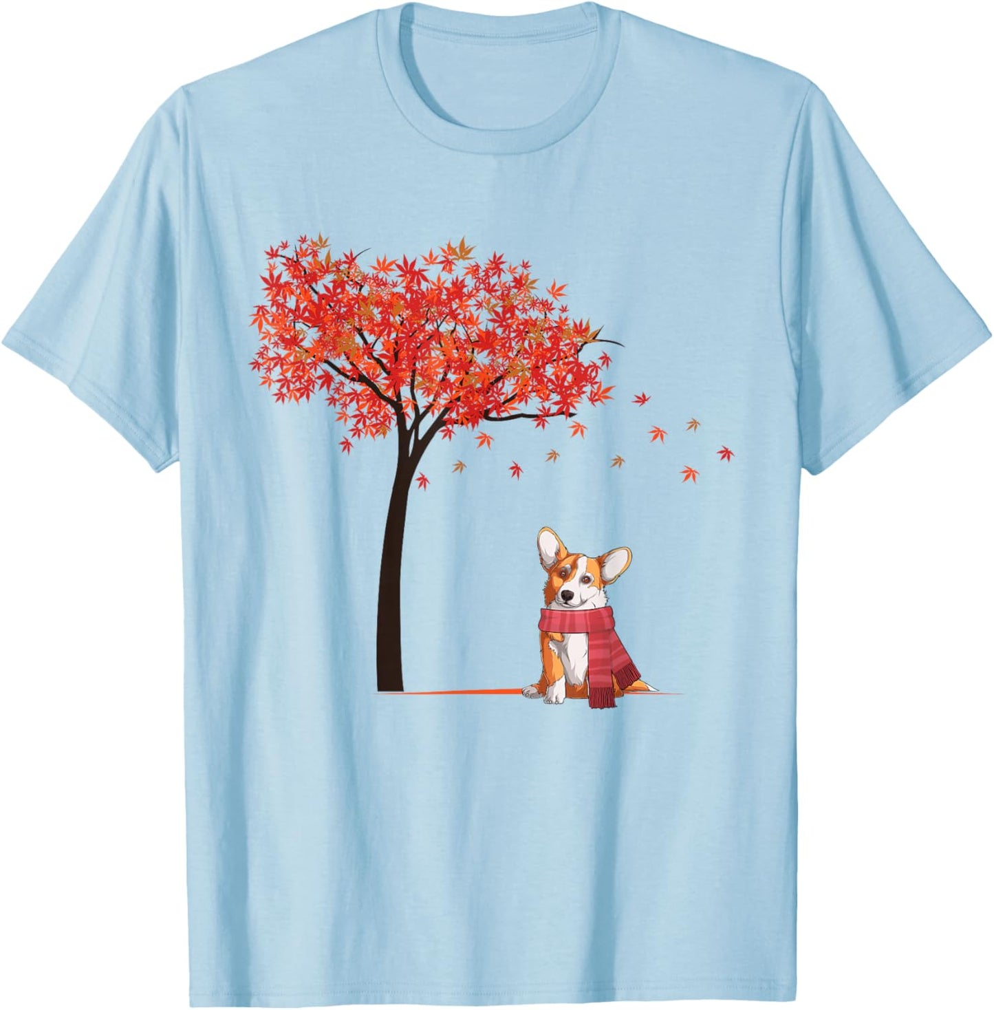 Corgi Maple Tree Lazy DIY Halloween Costume Dog Fall Autumn T-Shirt - T-Shirt | Light Blue