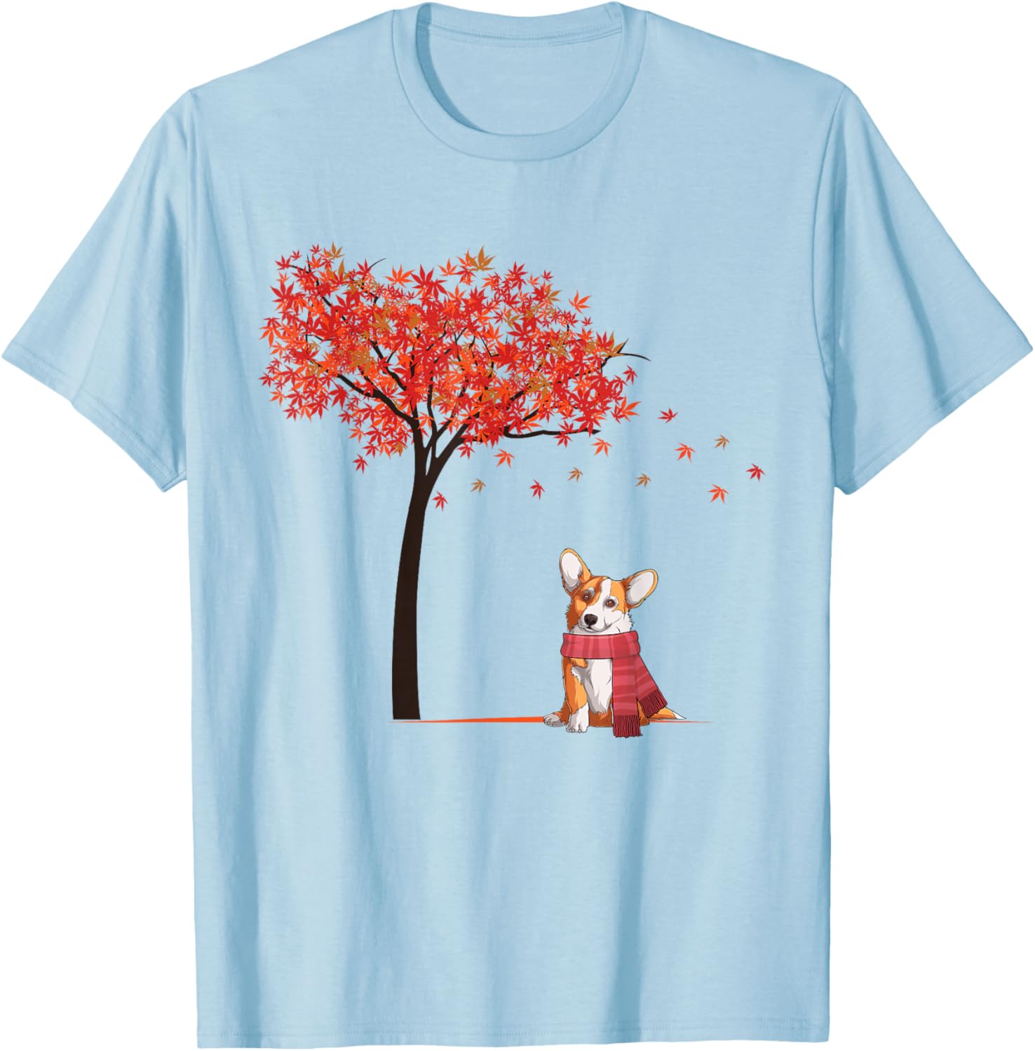 Corgi Maple Tree Lazy DIY Halloween Costume Dog Fall Autumn T-Shirt - T-Shirt | Light Blue