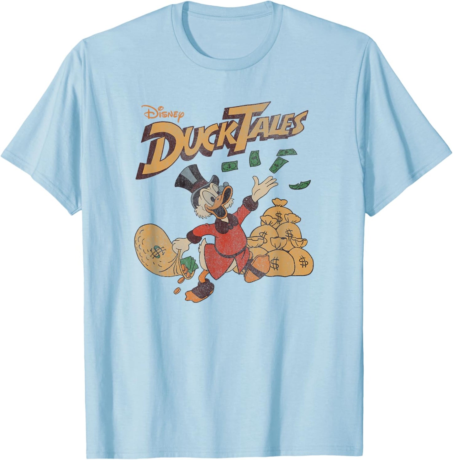 Disney Duck Tales Scrooge McDuck Money Bags T-Shirt - T-Shirt | Light Blue