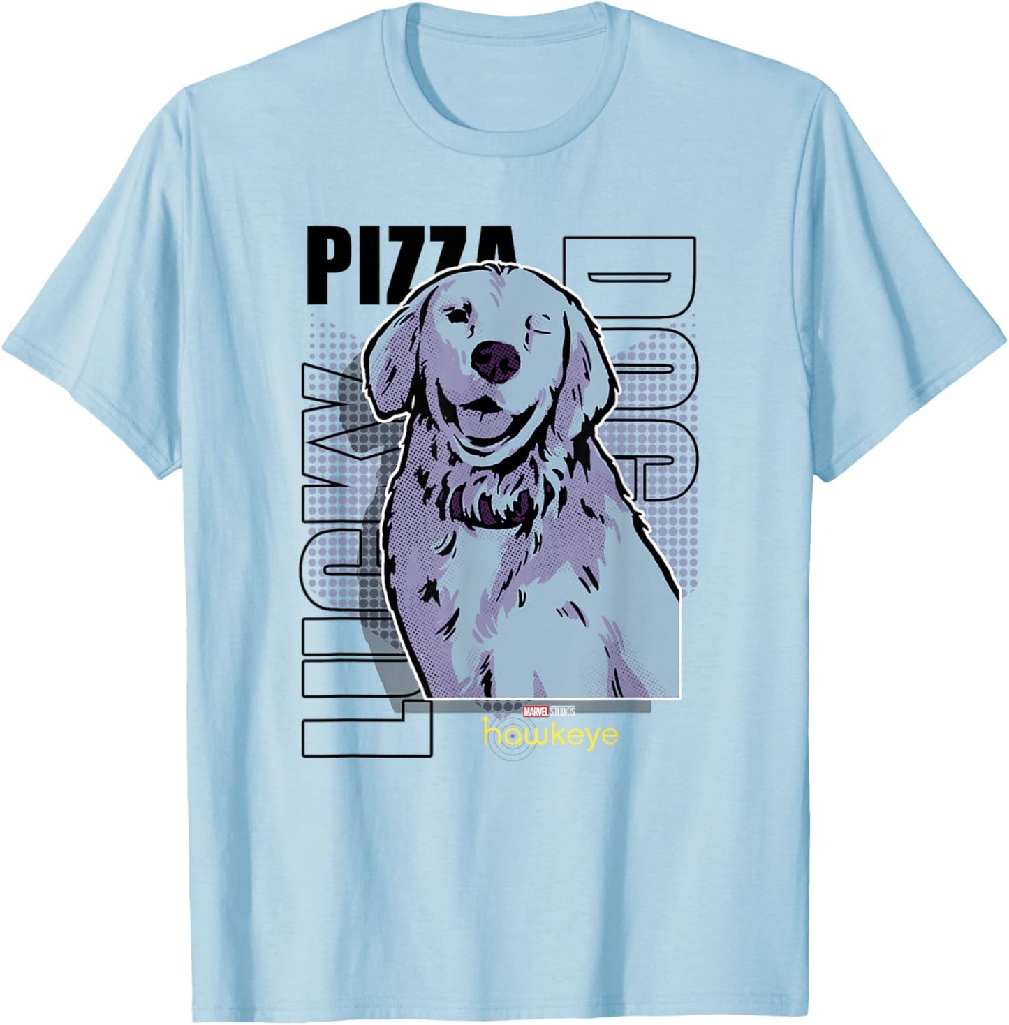 Marvel Hawkeye Disney Plus Lucky Pizza Dog Line Art Poster T-Shirt - T-Shirt | Light Blue