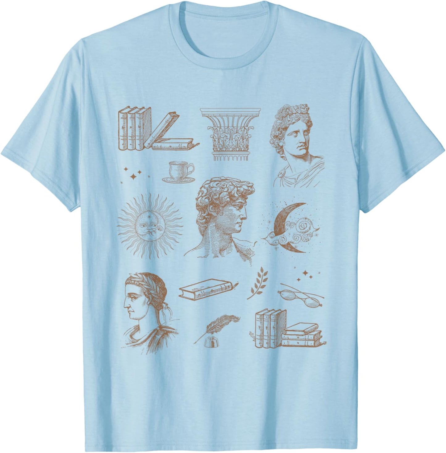 Dark Academia Clothing Aesthetic Book Lover Bookaholic T-Shirt - T-Shirt | Light Blue