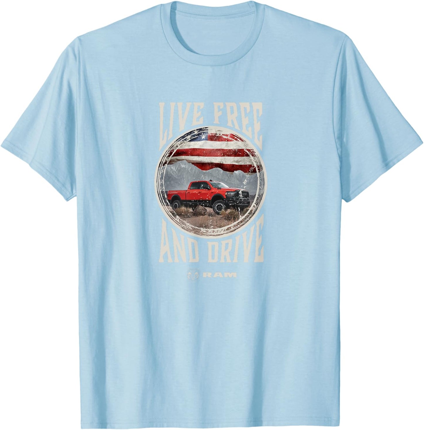 RAM Trucks Live Free and Drive T-Shirt - T-Shirt | Light Blue