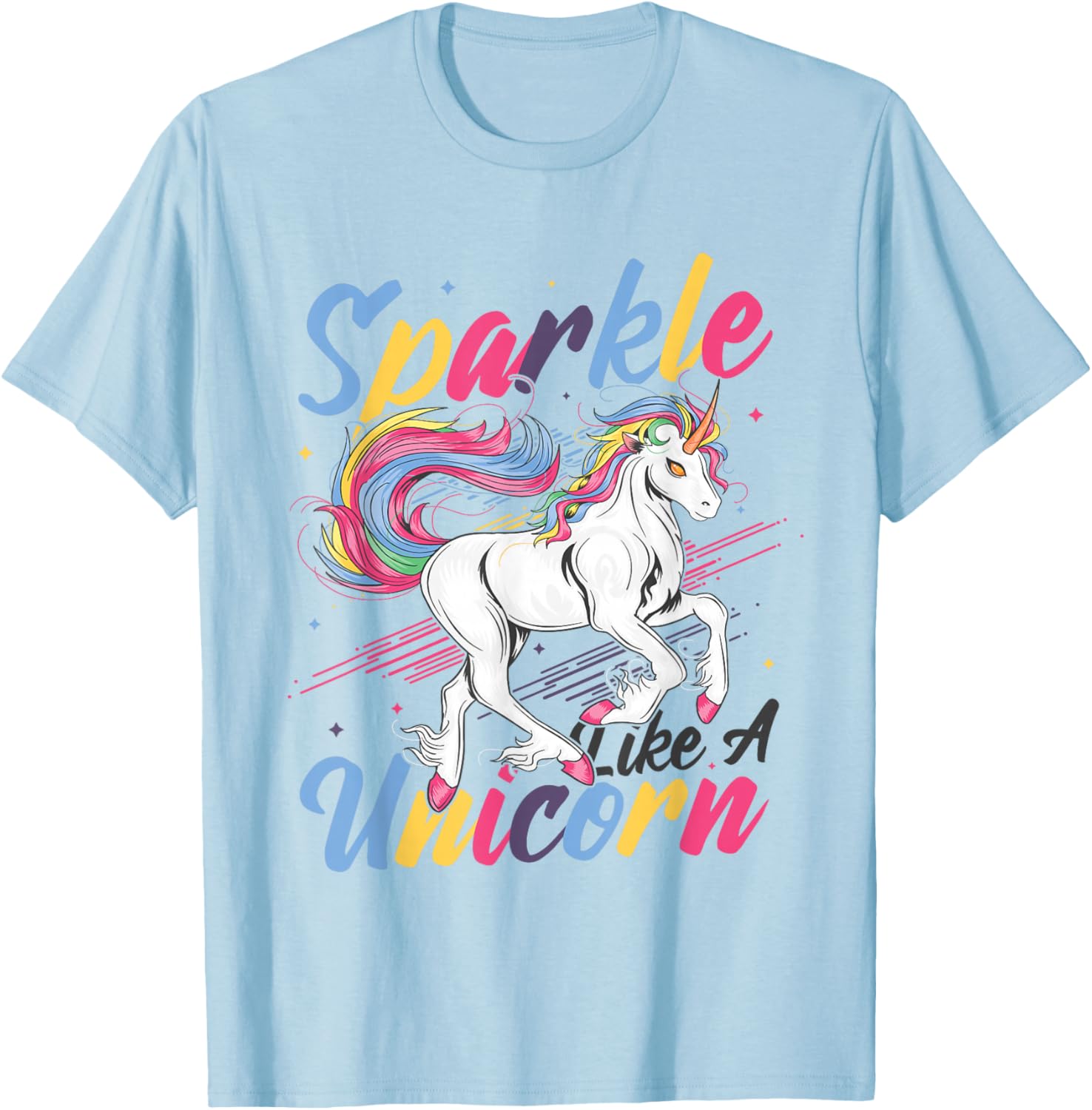 Sparkle Like A Unicorn Rainbow Unicorn T-Shirt - T-Shirt | Light Blue