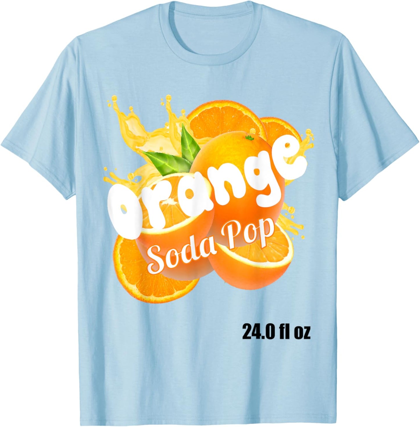 Orange Soda Pop Costume for Adults and Kids T-Shirt - T-Shirt | Light Blue