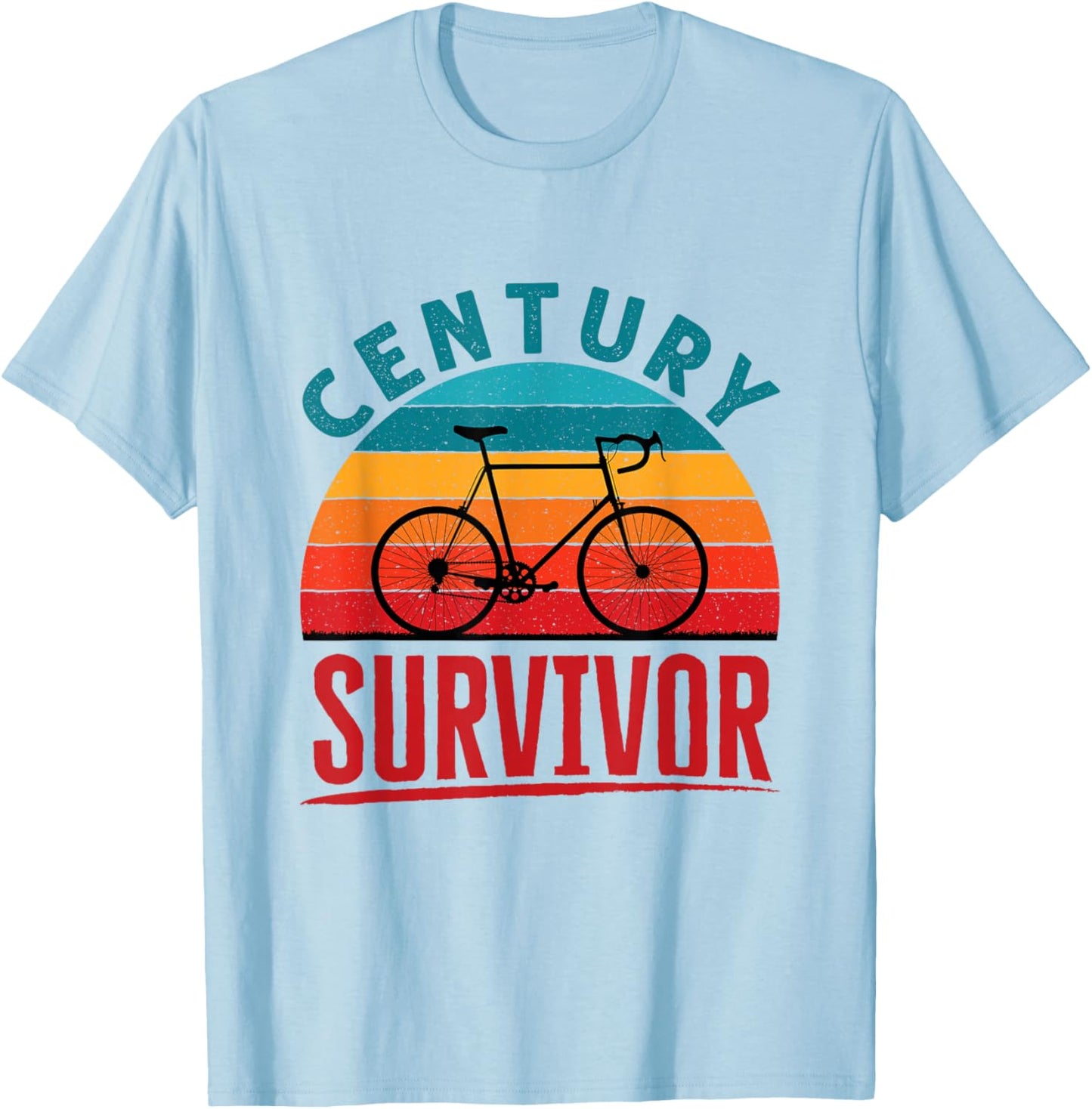 Century Survivor 100 Mile Bicycle Ride Road Cycling T-Shirt - T-Shirt | Light Blue