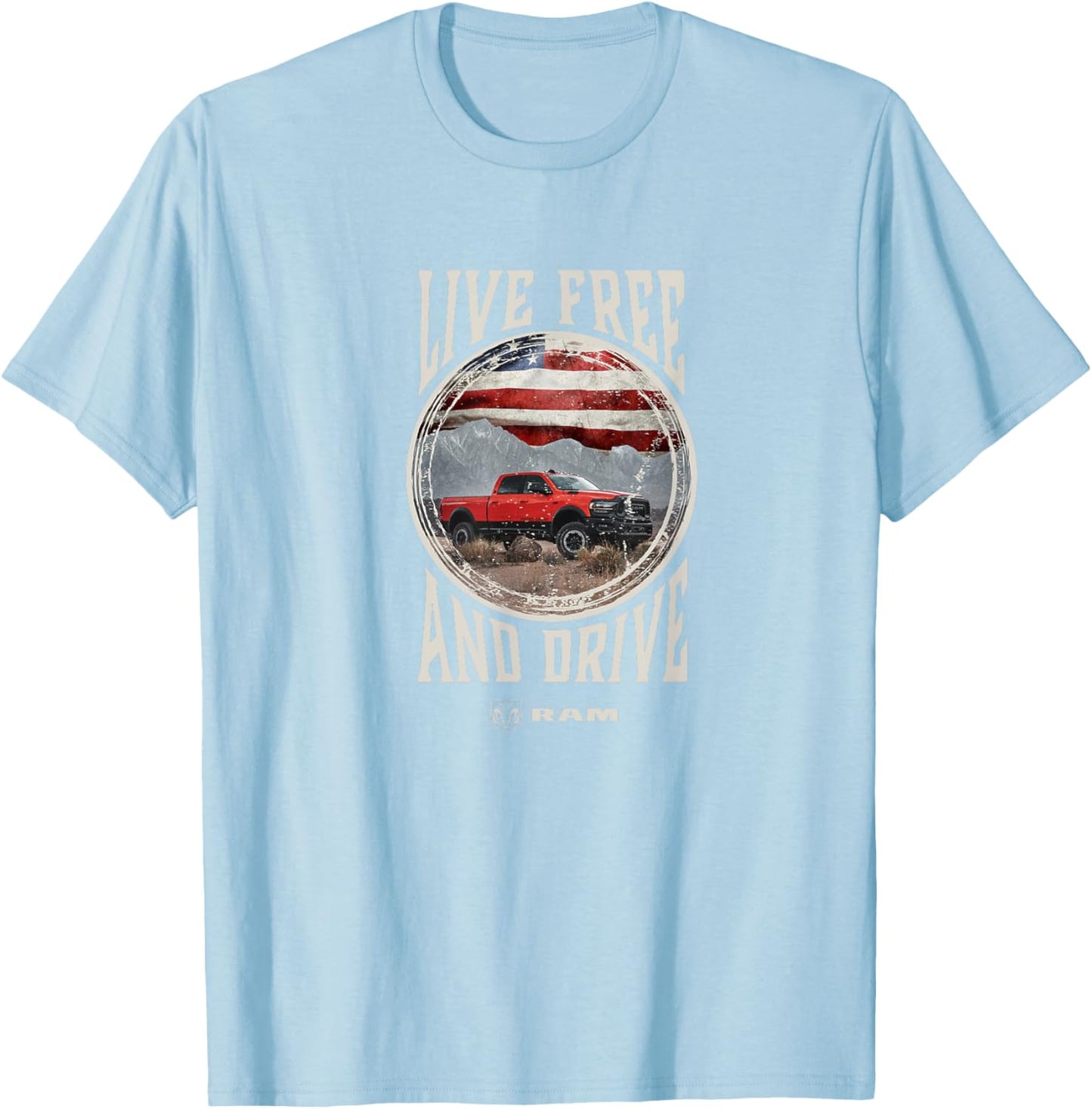 RAM Trucks Live Free and Drive T-Shirt - T-Shirt | Light Blue