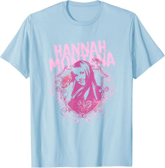 Disney Hannah Montana Iconic Teen Idol Big Chest Frame T-Shirt - T-Shirt | Light Blue