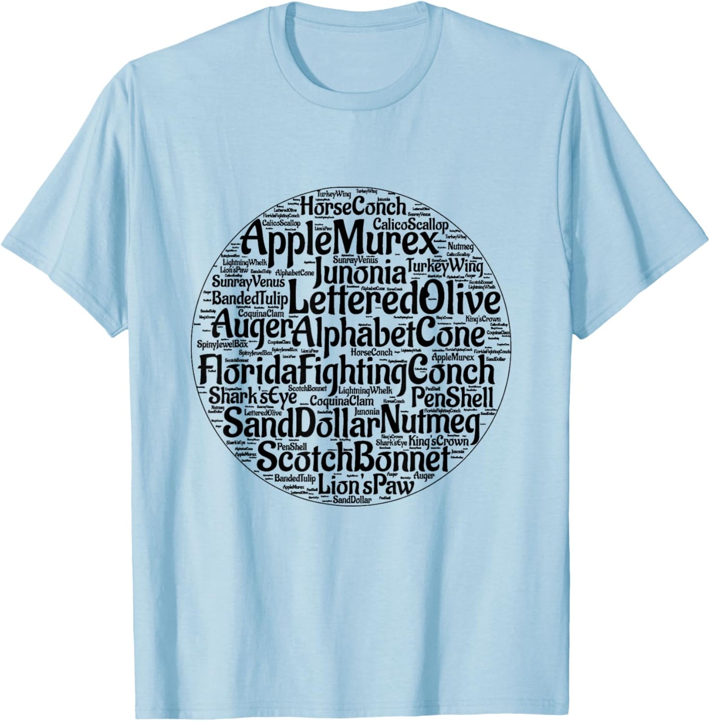 Florida Seashell Types Beachcomber Shelling Collector Beach T-Shirt - T-Shirt | Light Blue