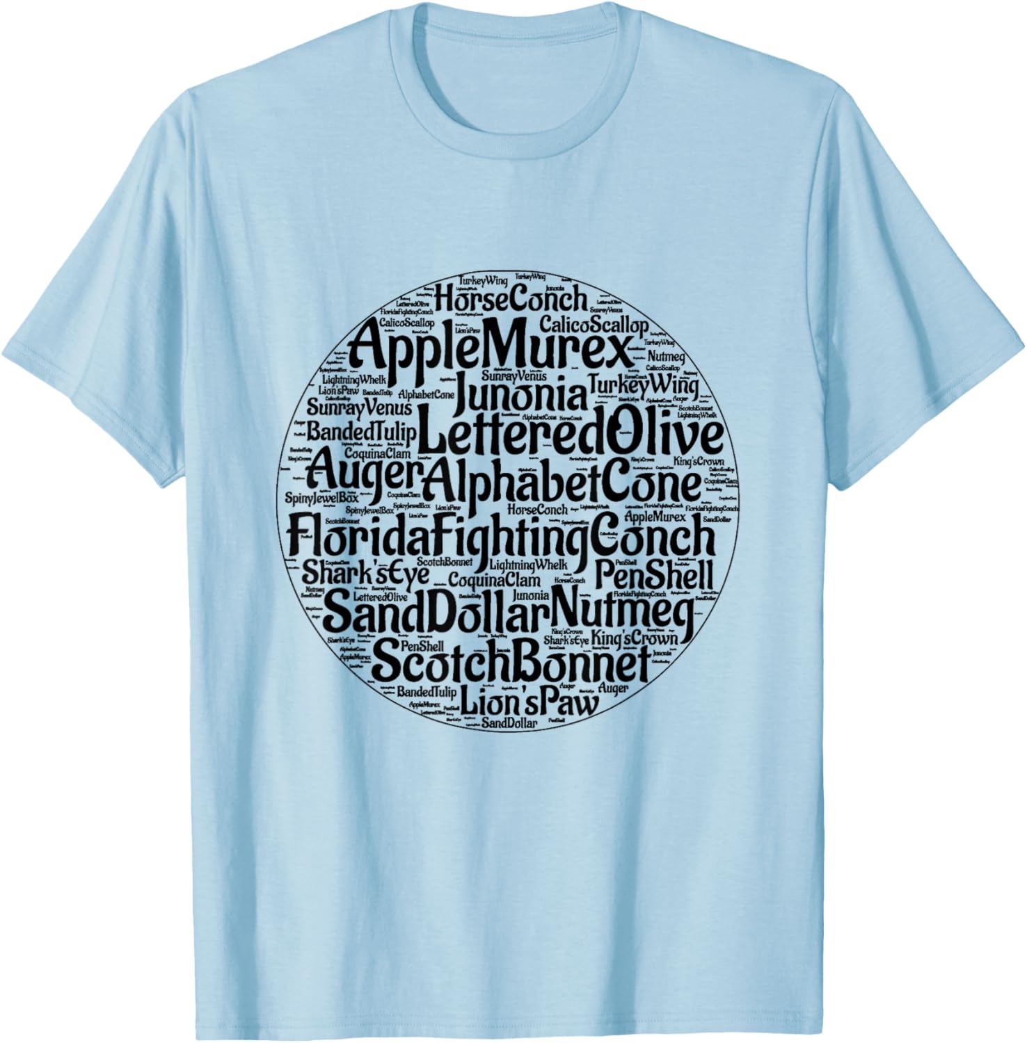 Florida Seashell Types Beachcomber Shelling Collector Beach T-Shirt - T-Shirt | Light Blue