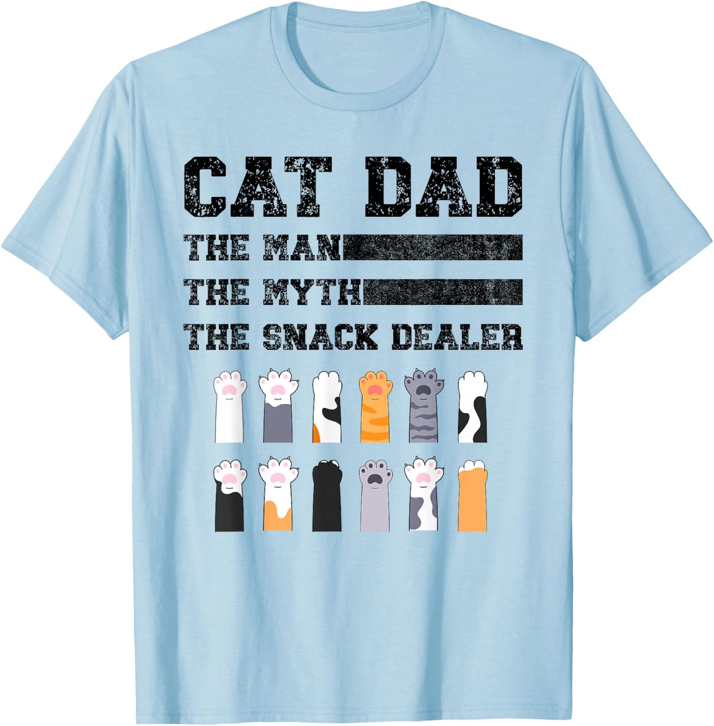 Vintage Cat Dad The Man The Myth Snack Dealer Father Day T-Shirt - T-Shirt | Light Blue