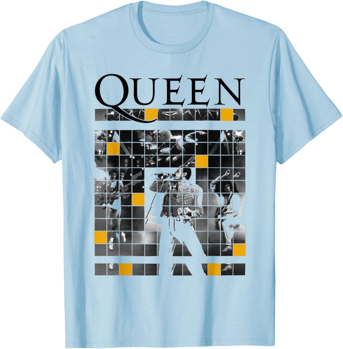 Queen Official Live Concert Blocks T-Shirt - T-Shirt | Light Blue
