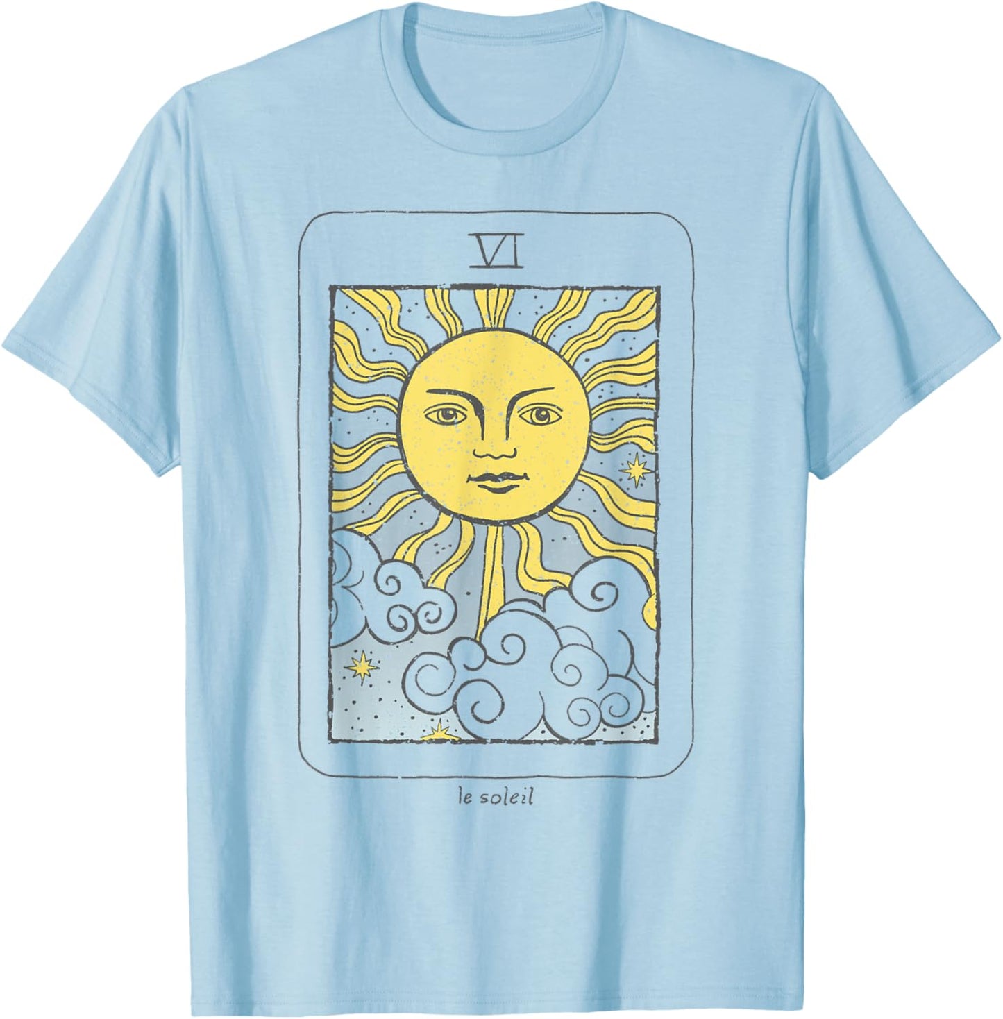 Trendy Le Soleil Sun Clouds Tarot Card T-Shirt - T-Shirt | Light Blue