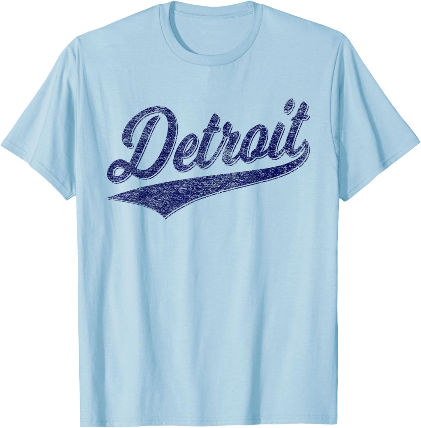 Detroit Varsity Script Classic Sports Jersey Style T-Shirt - T-Shirt | Light Blue