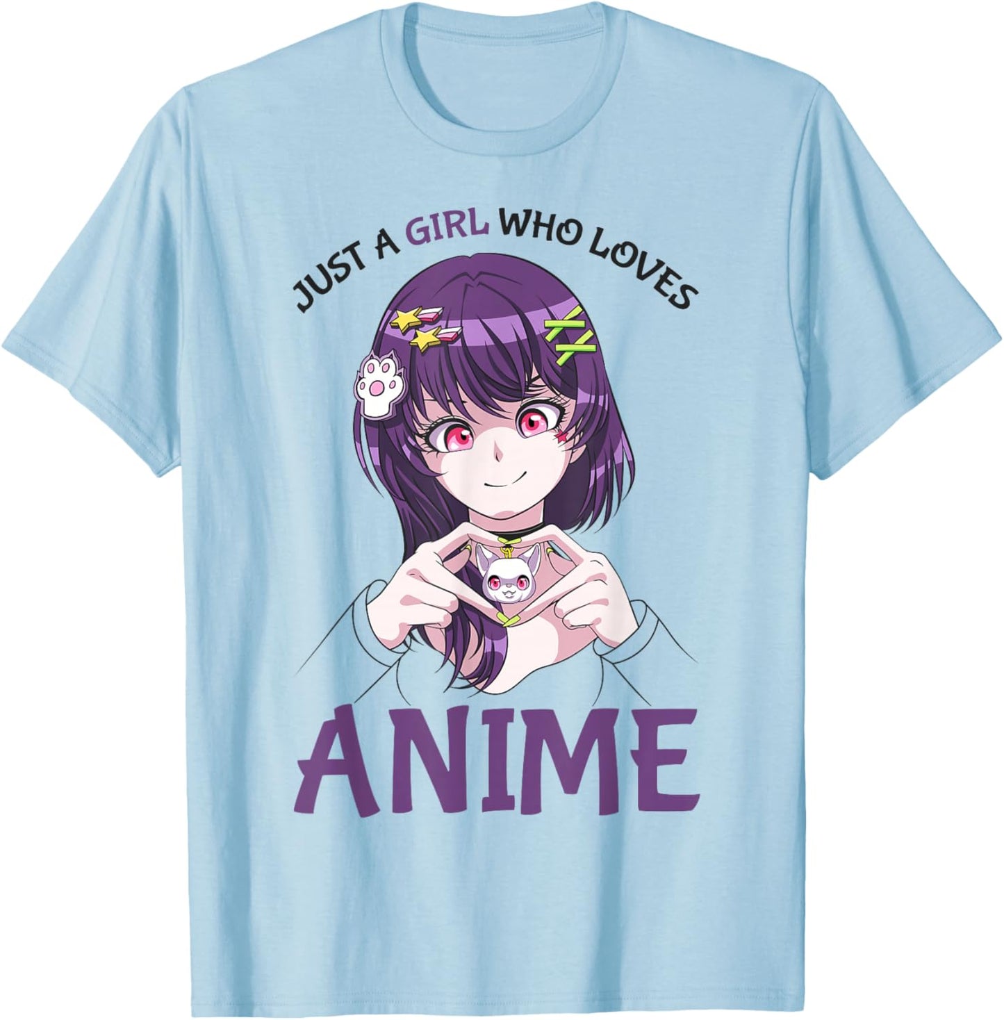 Just A Girl Who Loves Anime Teenage Girls Merch Stuff T-Shirt - T-Shirt | Light Blue