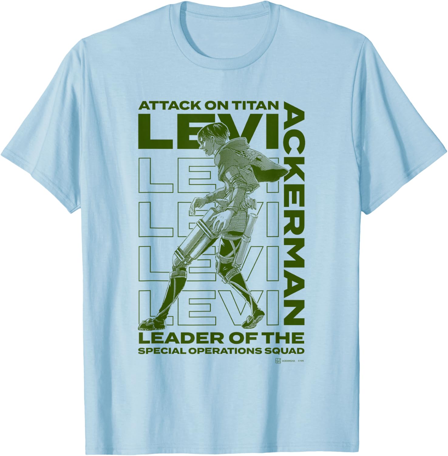Attack on Titan The Captain Levi Ackerman Epic Big Portrait T-Shirt - T-Shirt | Light Blue