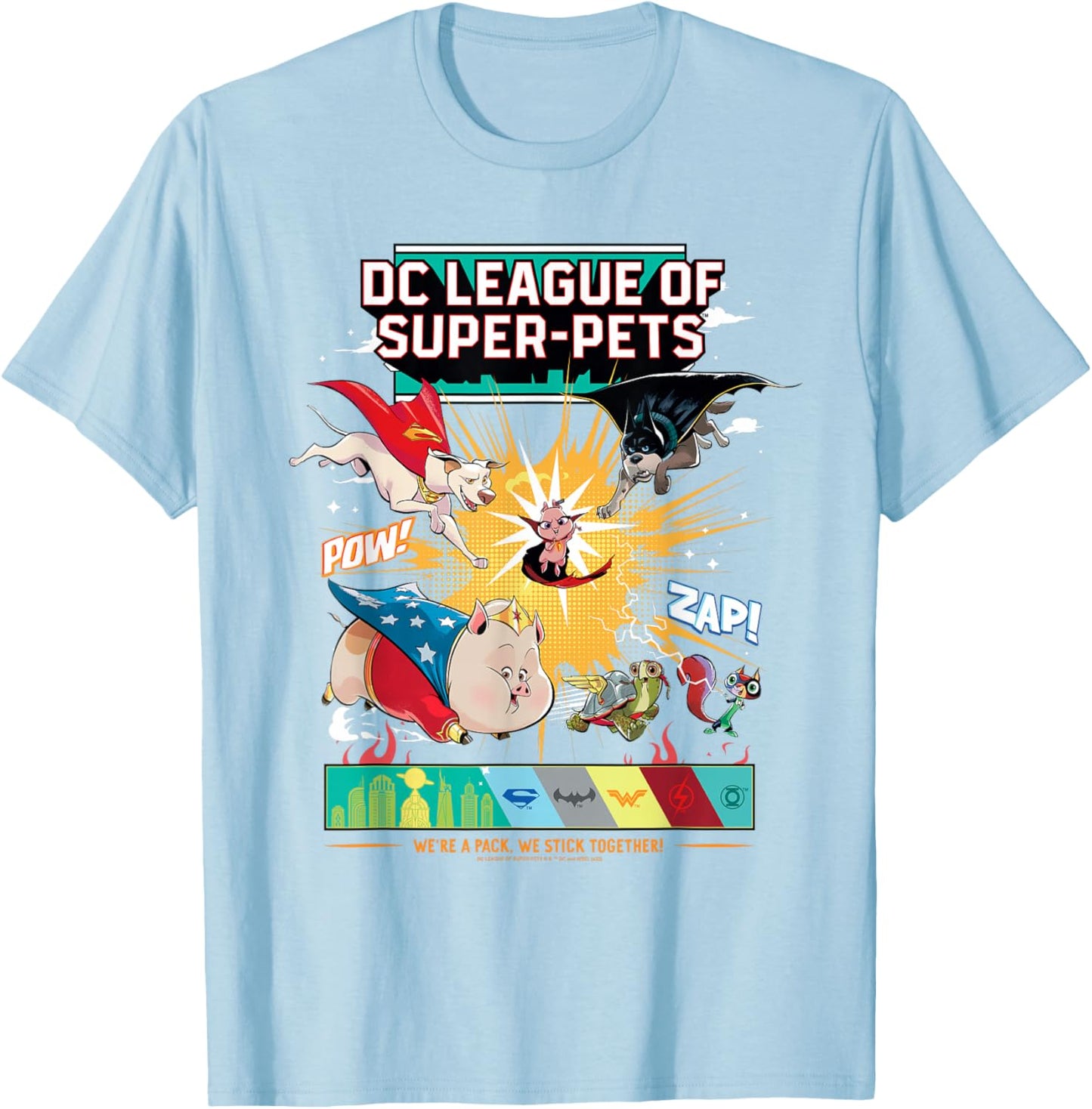 DC League of Super-Pets We're a Pack, We Stick Together T-Shirt - T-Shirt | Light Blue