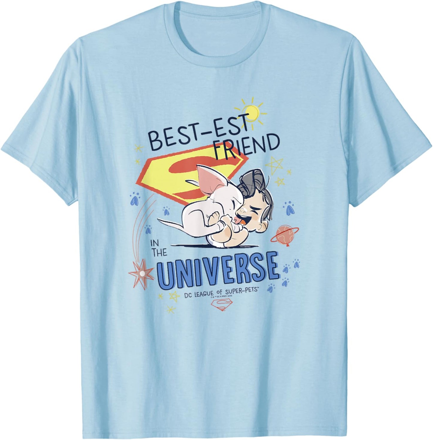 DC League Of Super-Pets Superman And Krypto Best-Est Friend T-Shirt - T-Shirt | Light Blue