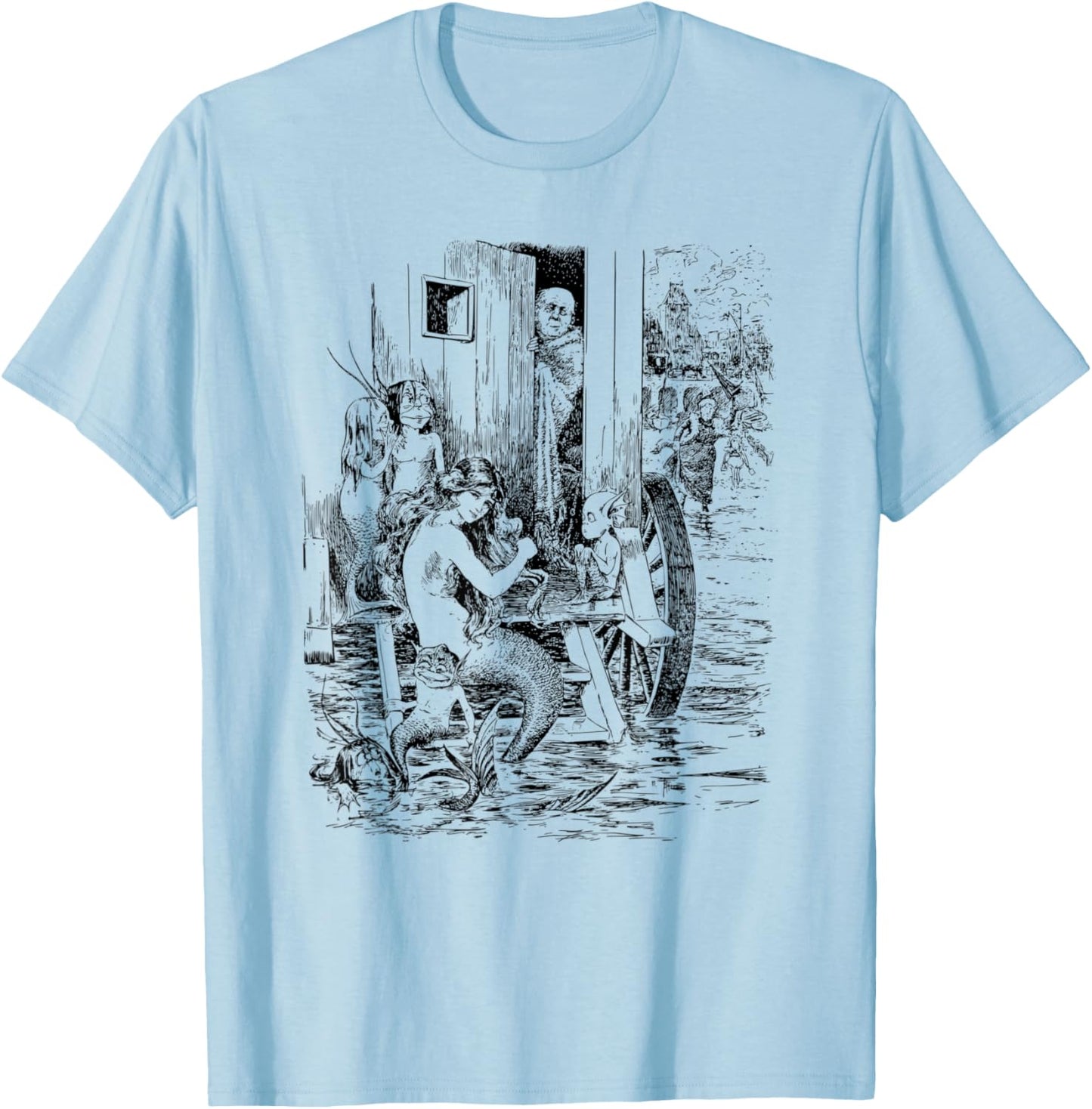 Mermaids Shirt Vintage Mermaid Art T-Shirt - T-Shirt | Light Blue
