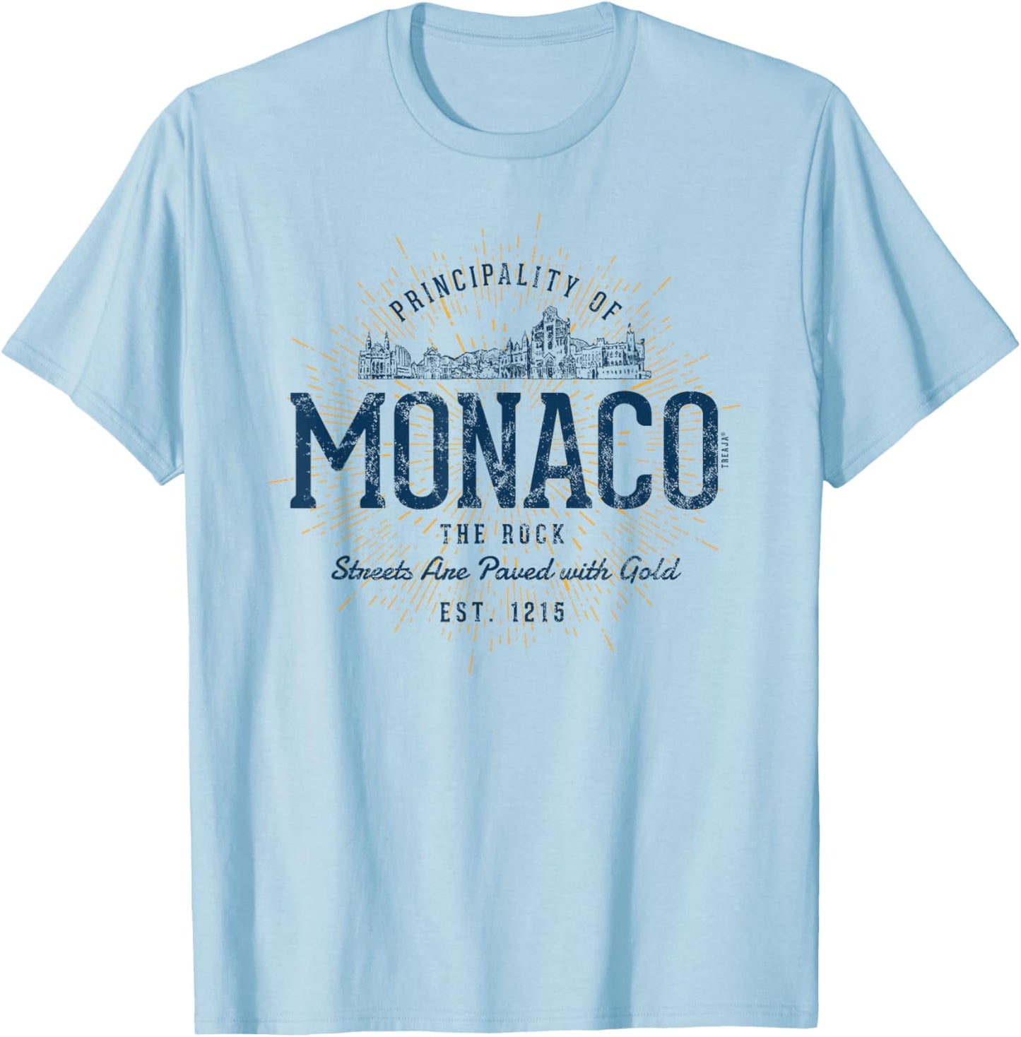 Retro Style Vintage Monaco T-Shirt - T-Shirt | Light Blue