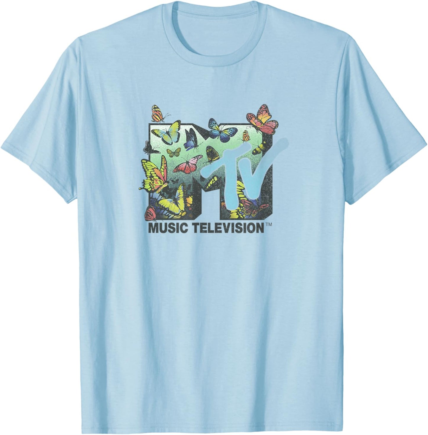 MTV Music Television Butterflies Flying Logo T-Shirt - T-Shirt | Light Blue