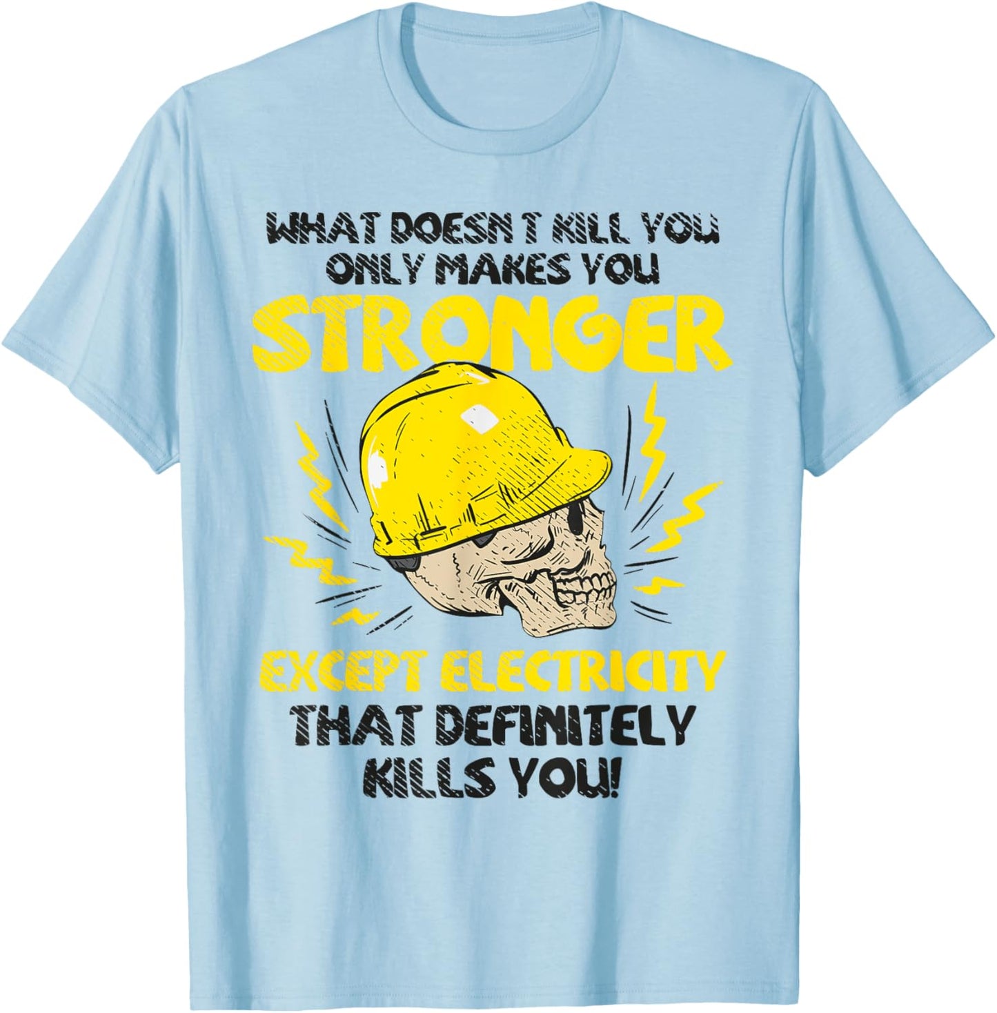 Electrician Electrical Worker Journeyman Wireman Scull T-Shirt - T-Shirt | Light Blue