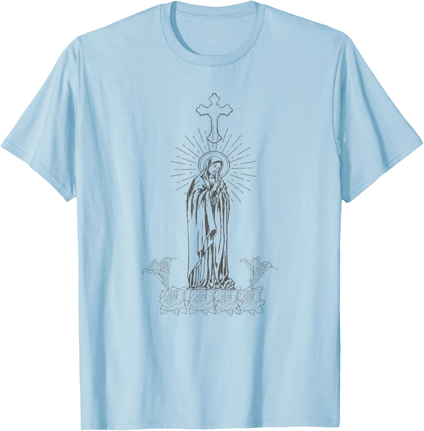 Vintage Mother Of God Virgin Mary T-Shirt - T-Shirt | Light Blue