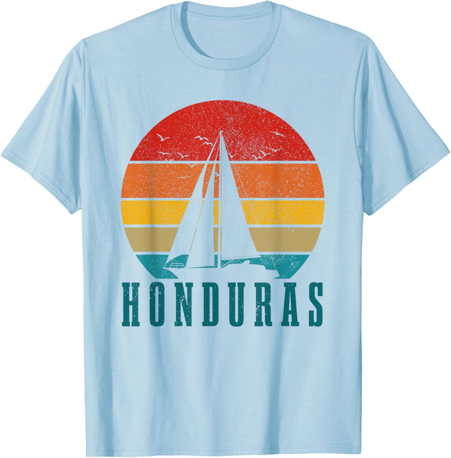 Honduras Vintage Sailing Boat Sailor Souvenir T-Shirt - T-Shirt | Light Blue