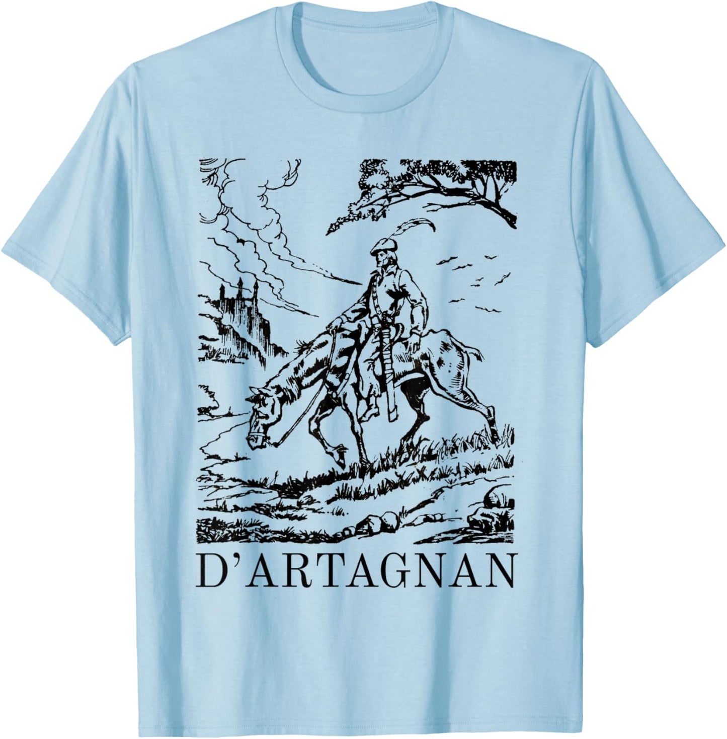 The Three Musketeers D'artagnan Illustration Alexandre Dumas T-Shirt - T-Shirt | Light Blue