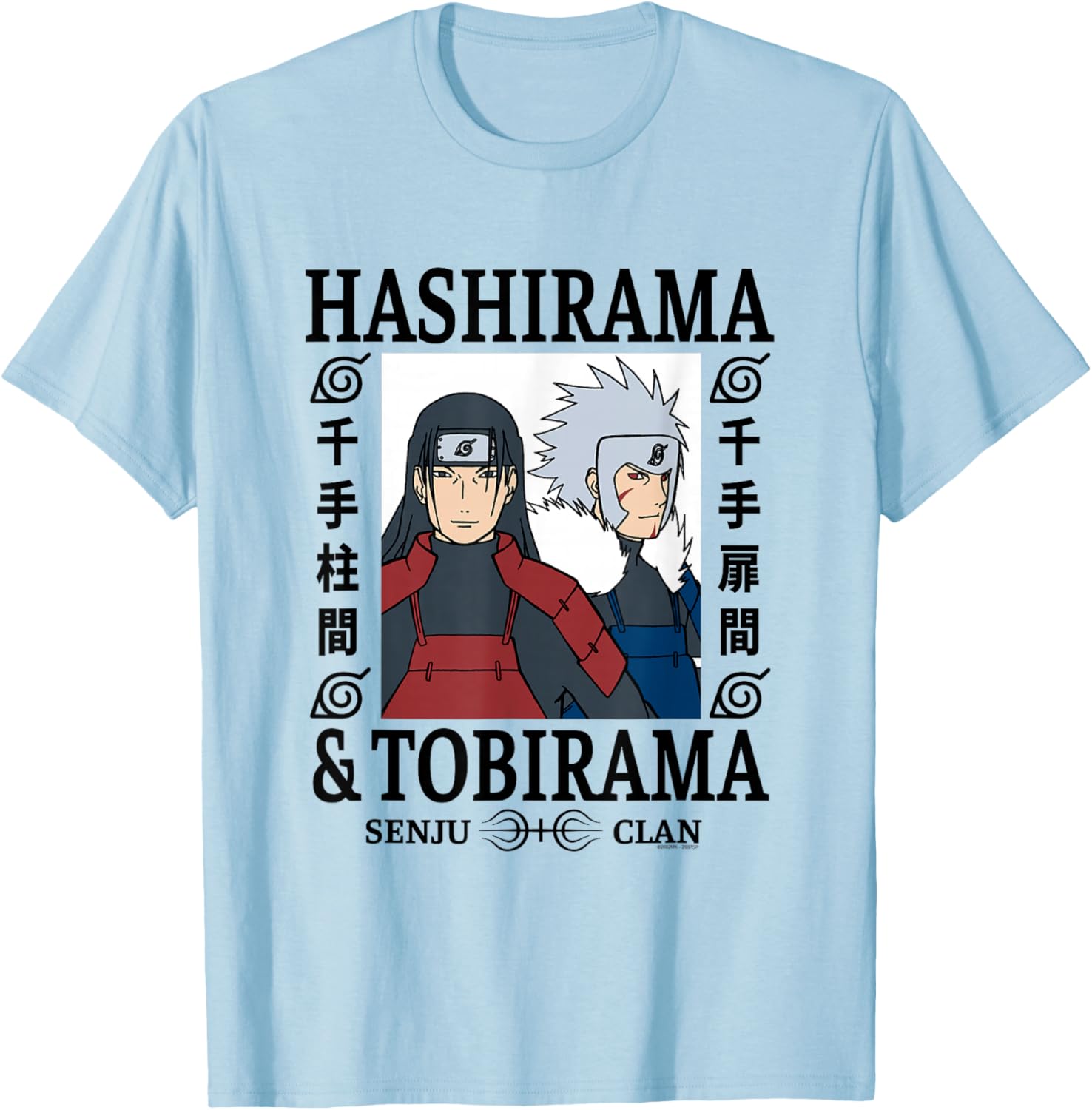 Naruto Shippuden Hashirama & Tobirama Senju Clan Anime T-Shirt - T-Shirt | Light Blue