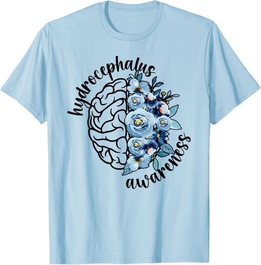 Hydrocephalus Awareness Month Flowers Hydrocephalus Warrior T-Shirt - T-Shirt | Light Blue