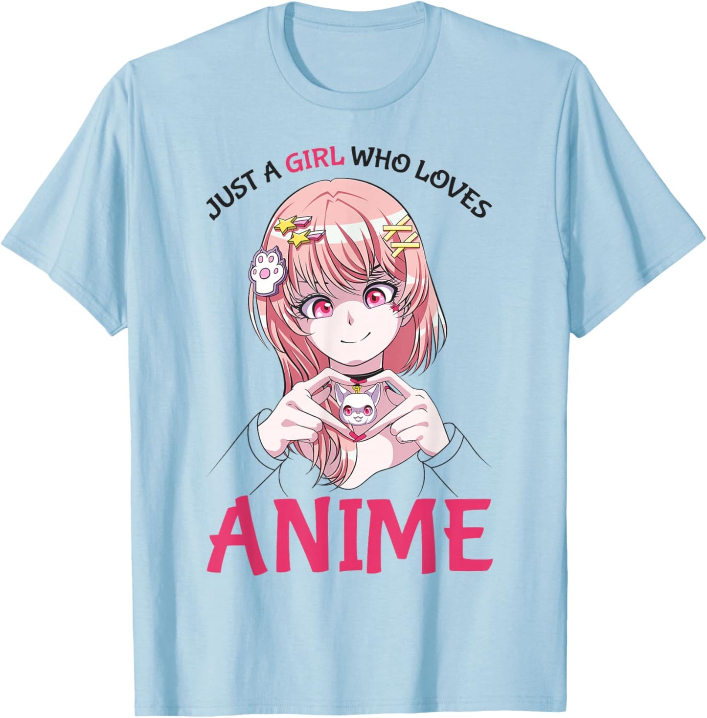 Just A Girl Who Loves Anime Merch Stuff Teenage Girls T-Shirt - T-Shirt | Light Blue