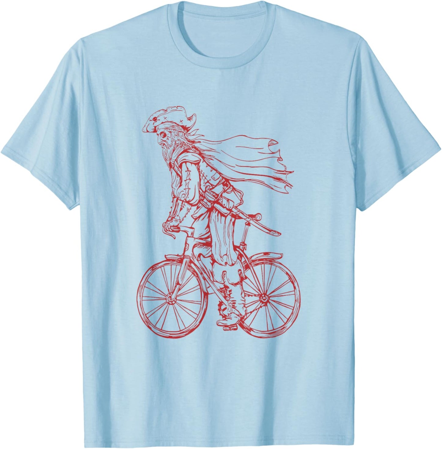 Pirate Cycling Bicycle Funny Cyclist Biker Riding Bike T-Shirt - T-Shirt | Light Blue