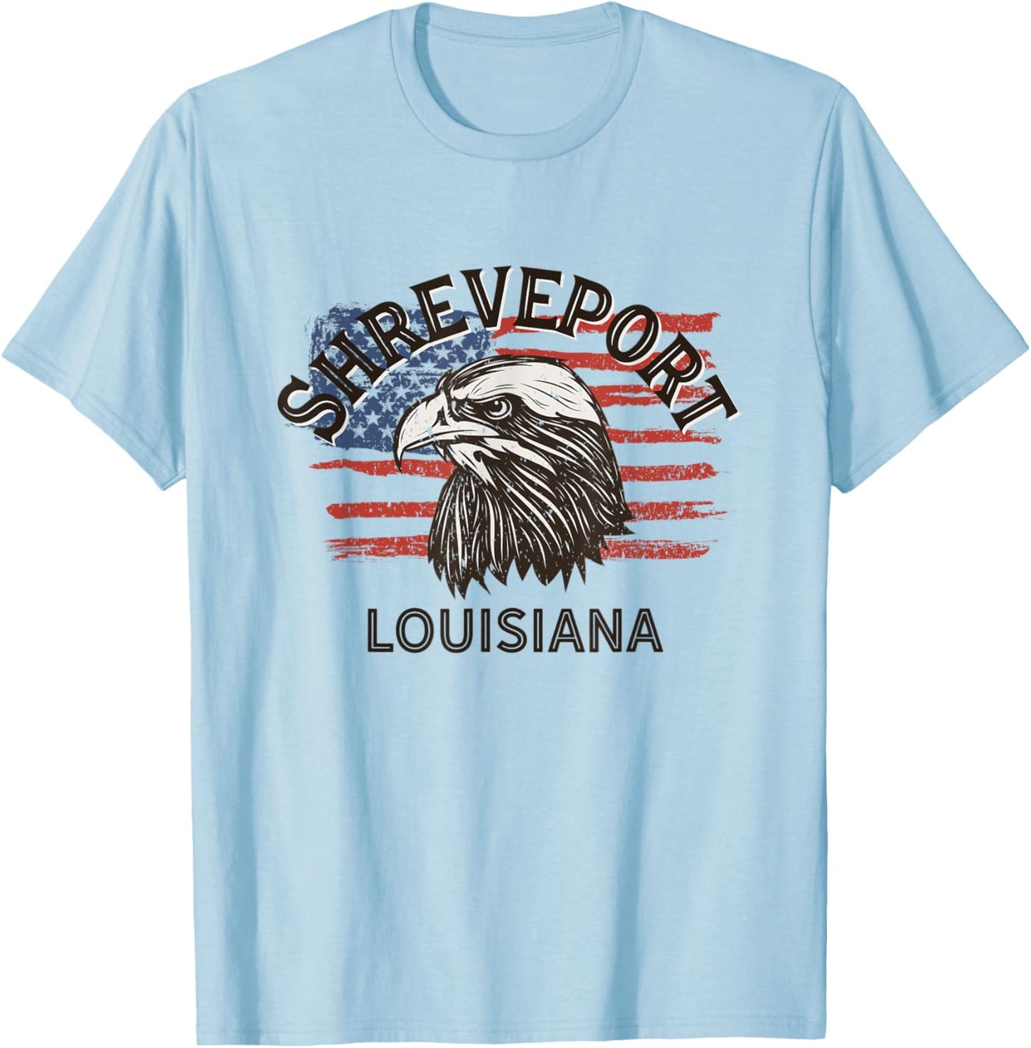 Retro Eagle USA Flag Louisiana - Vintage Shreveport Women Men T-Shirt - T-Shirt | Light Blue